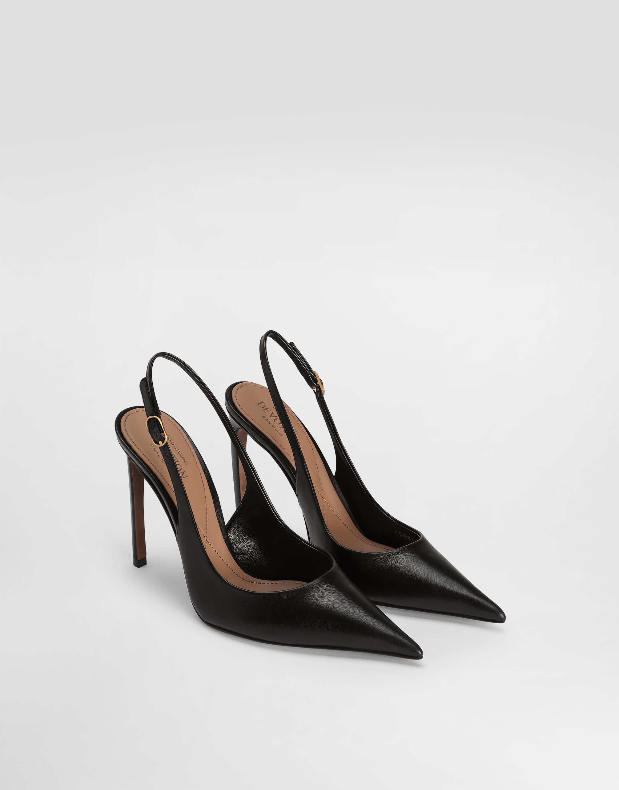 Dolce & Gabbana Polished Goatskin Slingbacks In Black