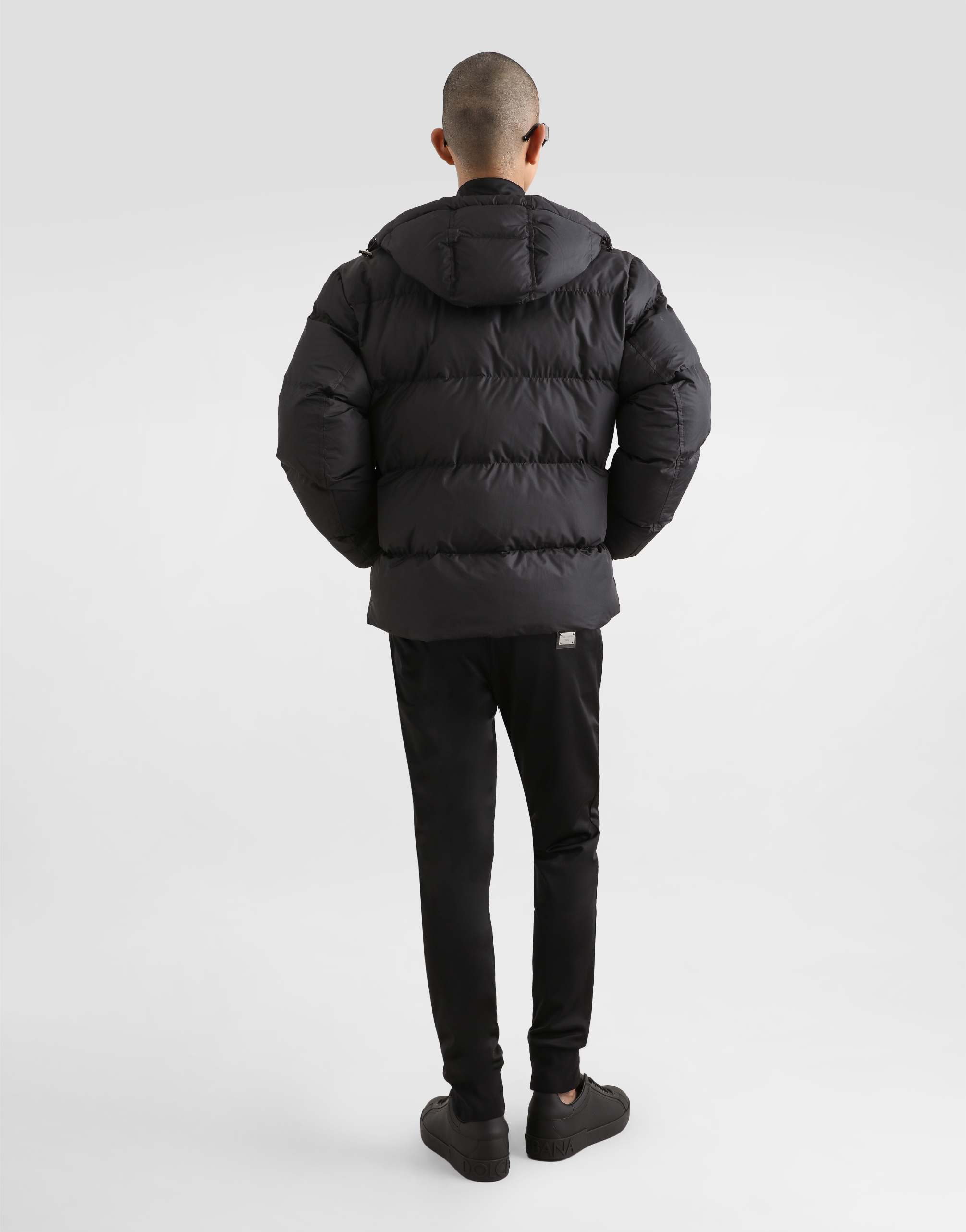 Dolce & Gabbana Black Down Jacket  With Patch Pockets At The Front In Polyester Man In Black