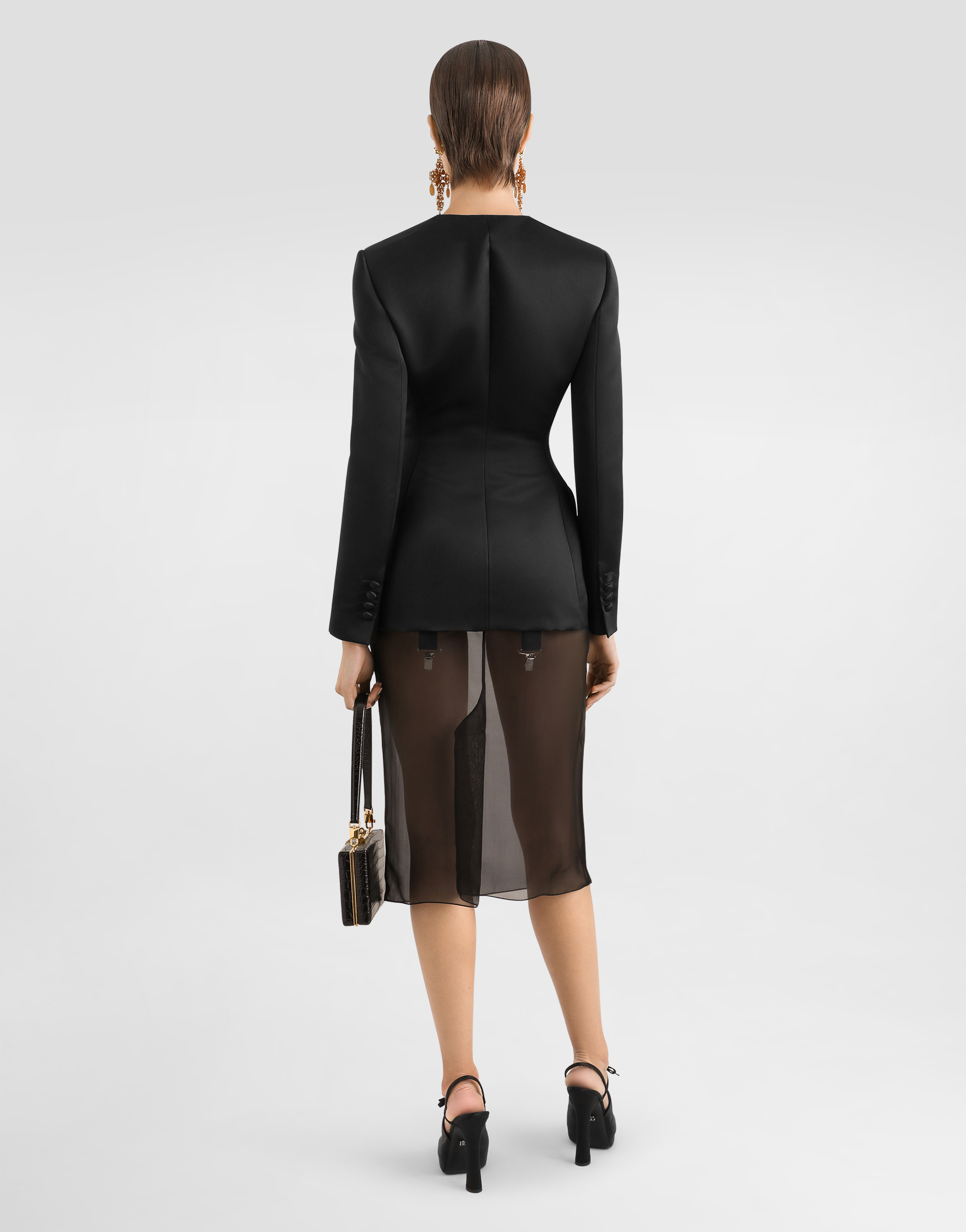 Dolce & Gabbana Chiffon Voile Calf-length Skirt In Black
