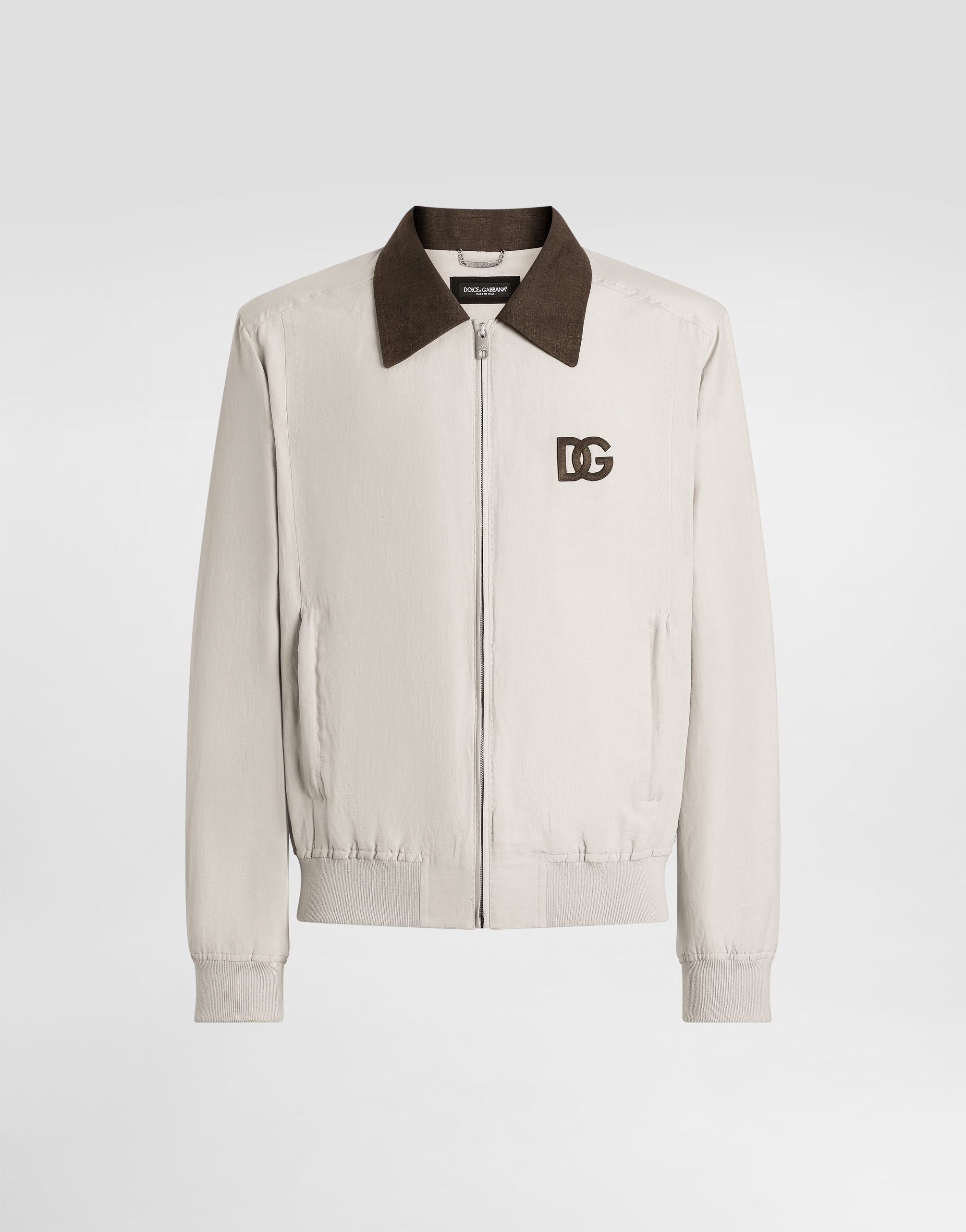 Dolce & Gabbana Linen And Silk Bomber Jacket In White