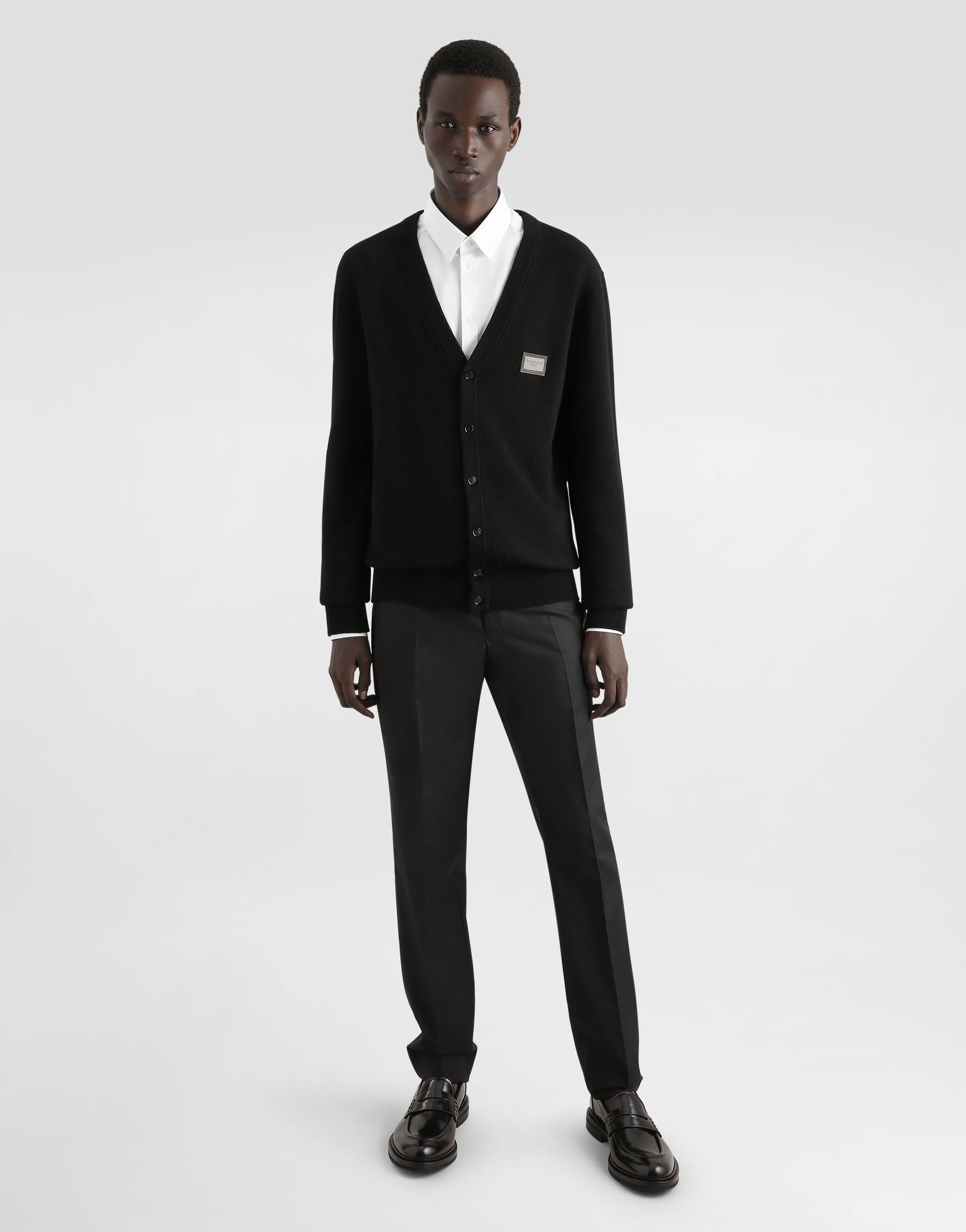  Dolce & Gabbana Cárdigan De Lana Y Cachemira Con Placa Con Logotipo - Hombre Prendas De Punto Negro 58 