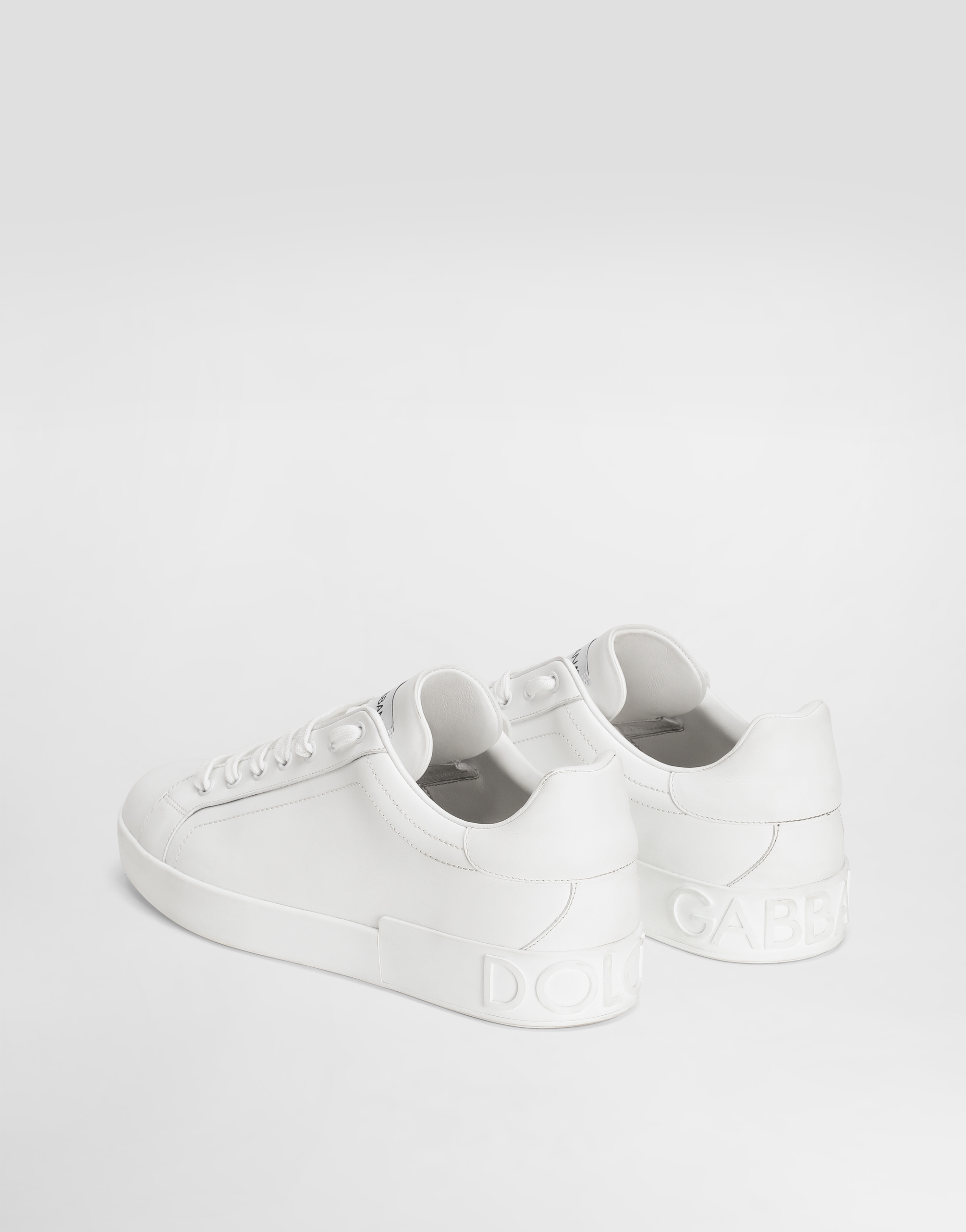 Shop Dolce & Gabbana Calfskin Portofino Sneakers In White