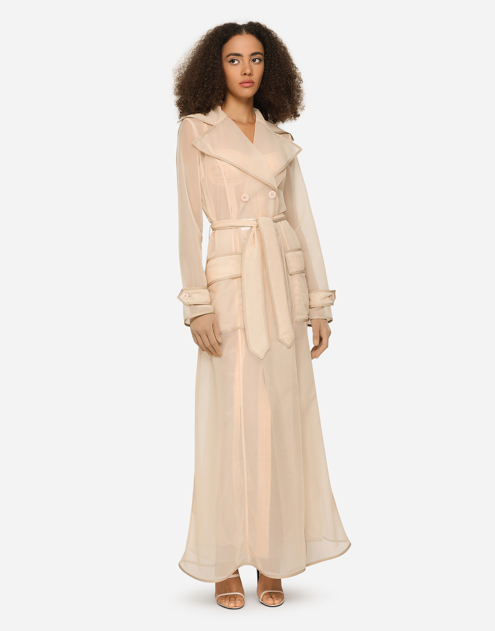 DOLCE & GABBANA KIM DOLCE&GABBANA MARQUISETTE TRENCH COAT WITH BELT