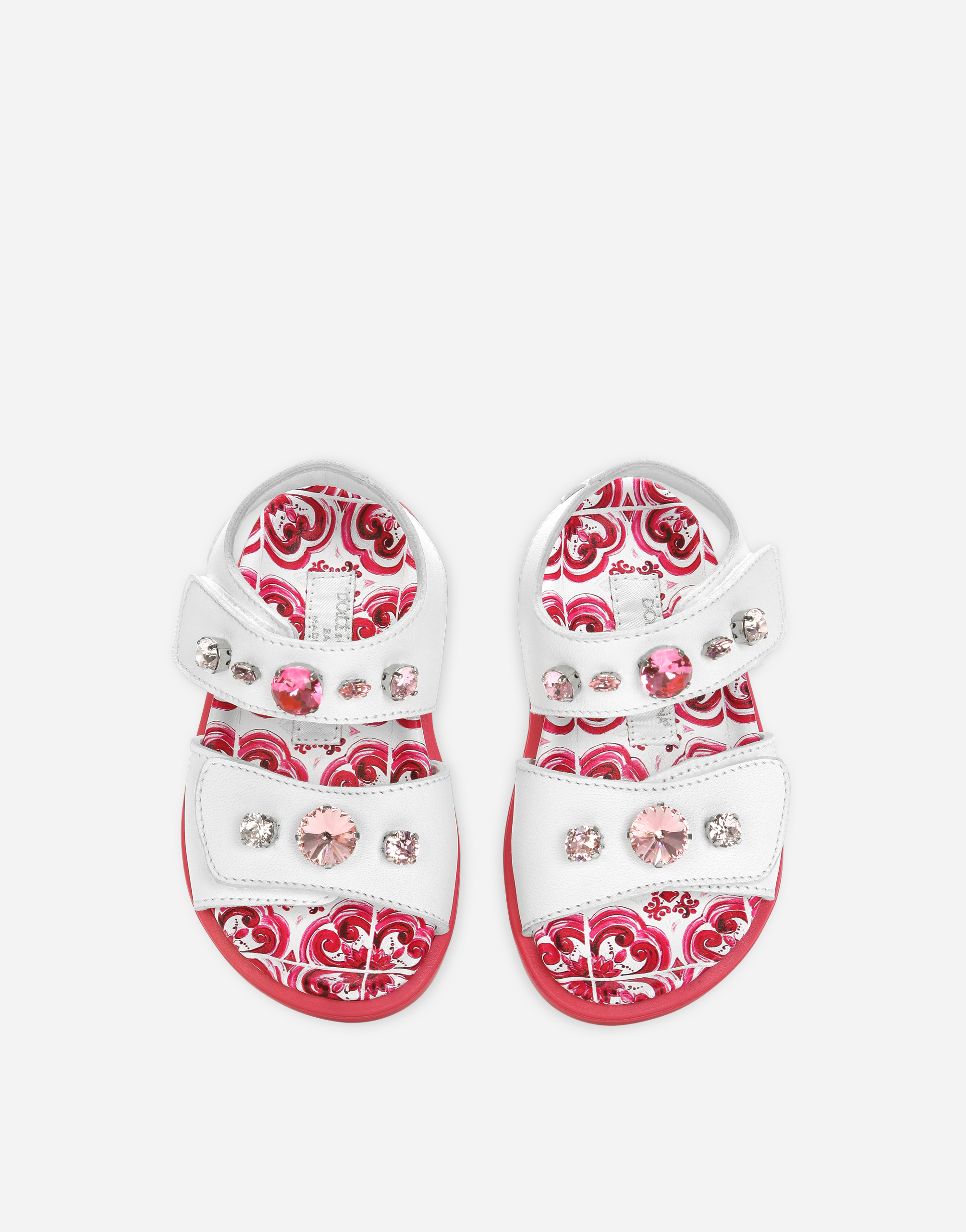 DOLCE & GABBANA PATENT LEATHER SANDALS WITH EMBELLISHMENT