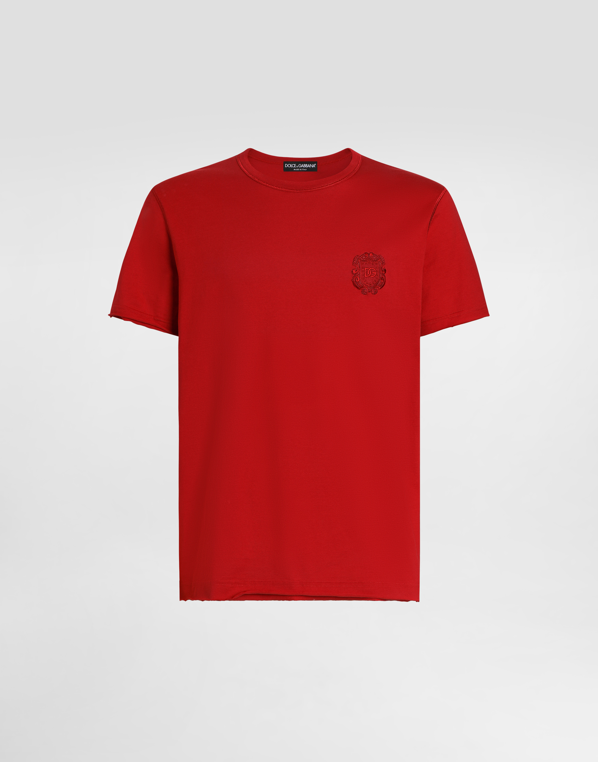 Cotton t-shirt with patch in Red for Men | Dolce&Gabbana® US