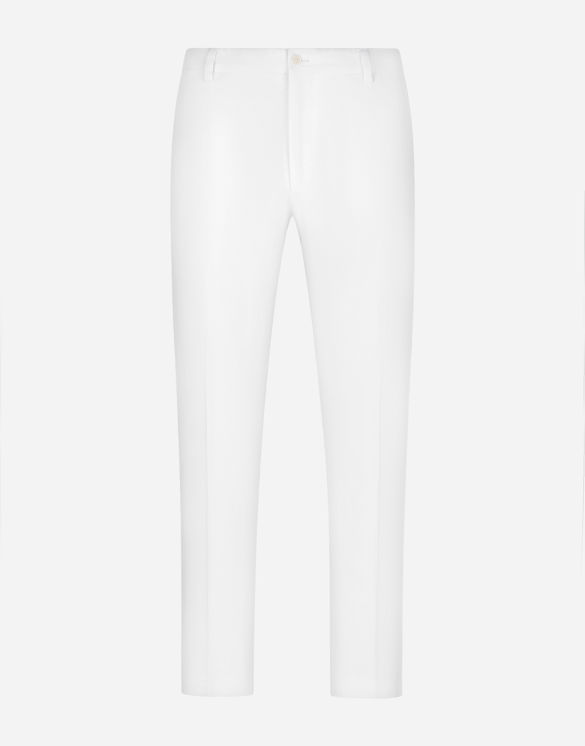 Shop Dolce & Gabbana Stretch Cotton Pants With Dg Patch In White