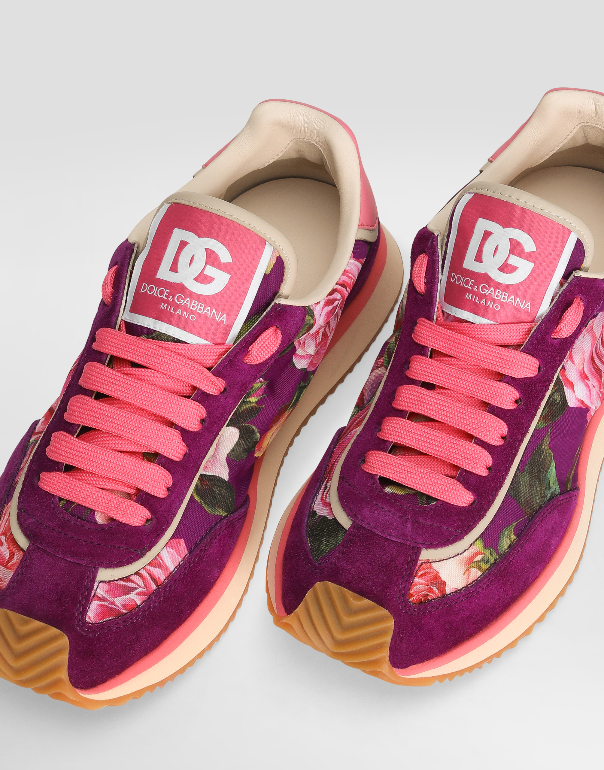 Dolce & Gabbana Mixed-material Dg Cushion Sneakers In Print