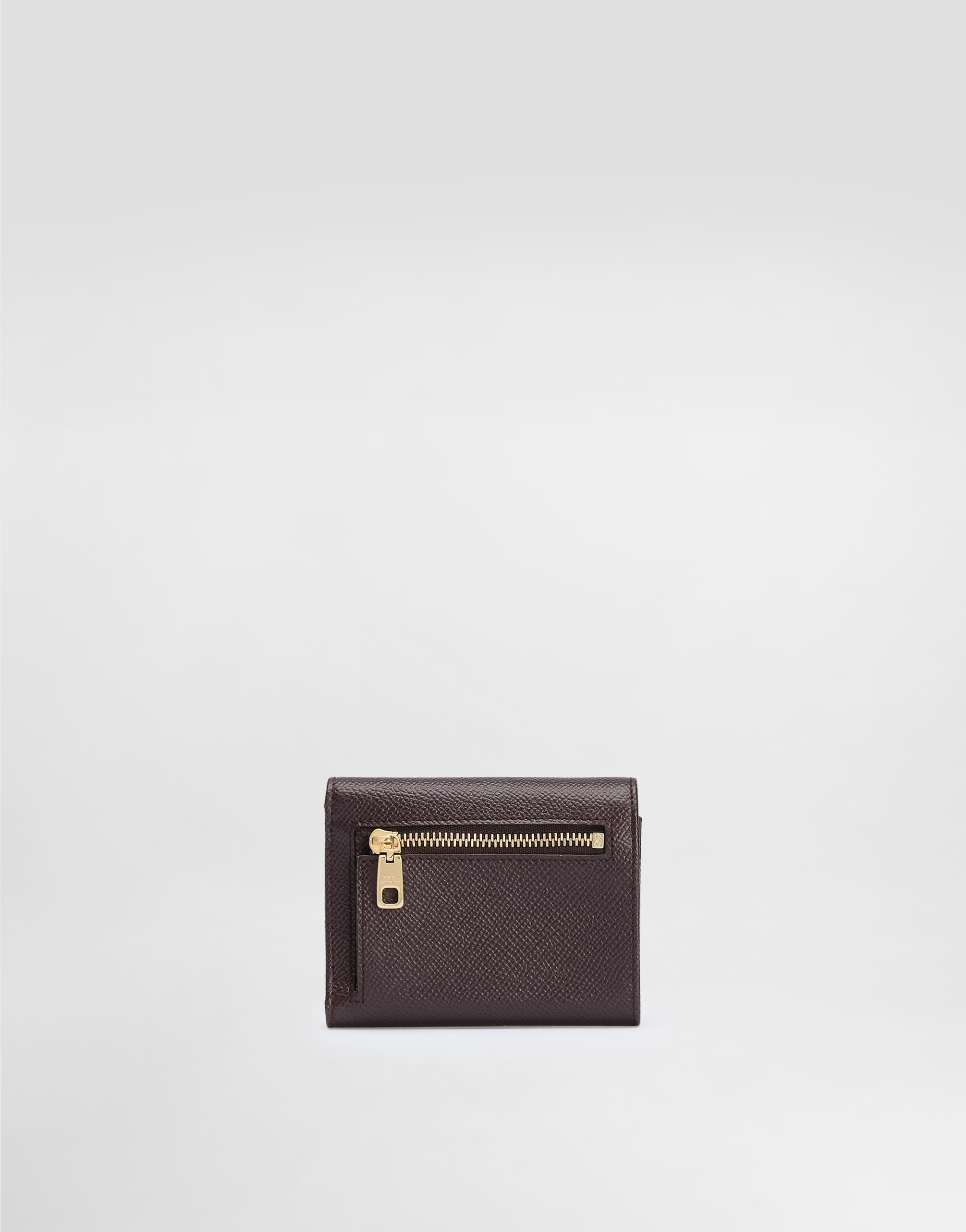 Shop Dolce & Gabbana Dauphine Calfskin Wallet With Branded Tag In Purple