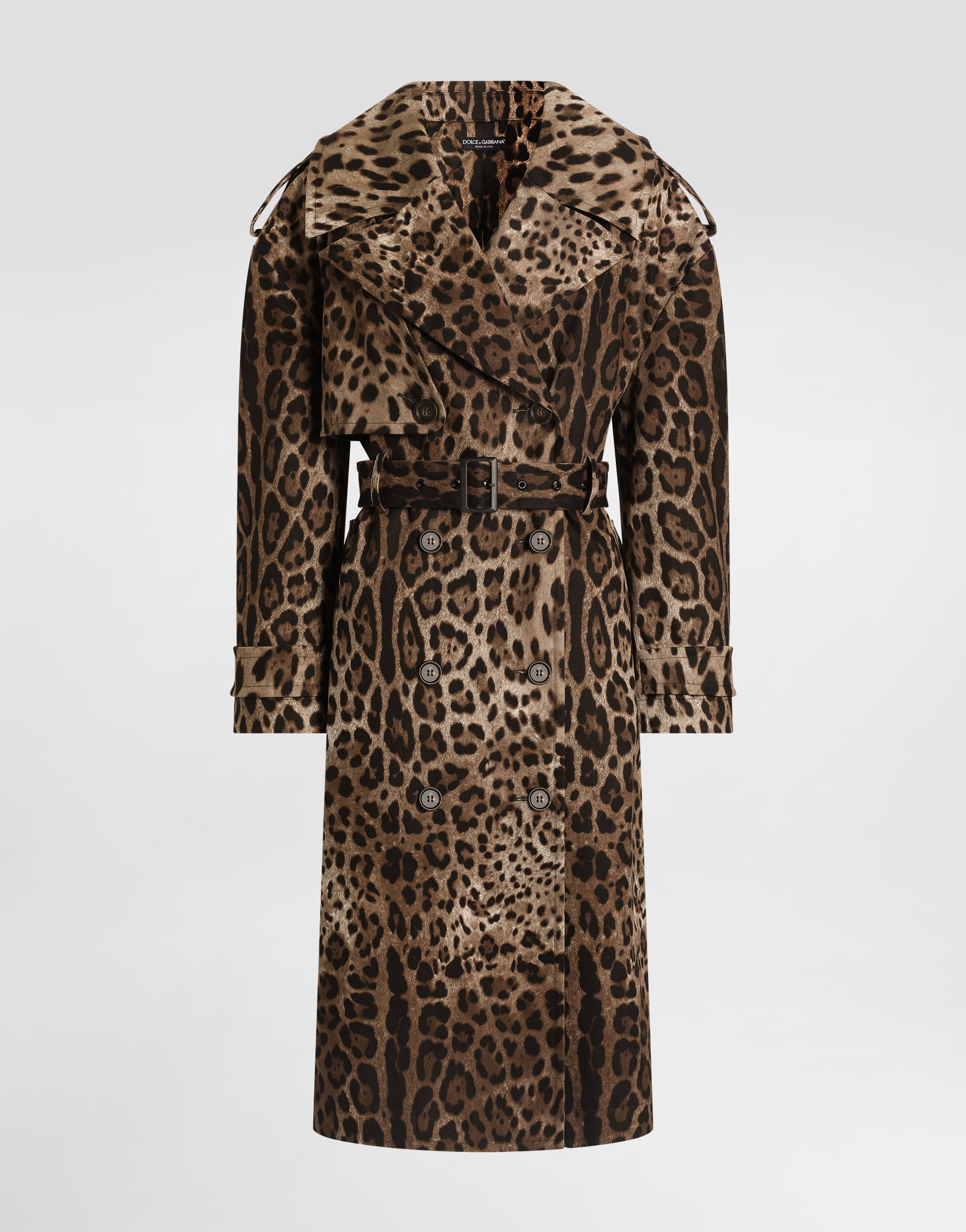 Dolce & Gabbana Double-breasted Leo-print Cotton Drill Coat