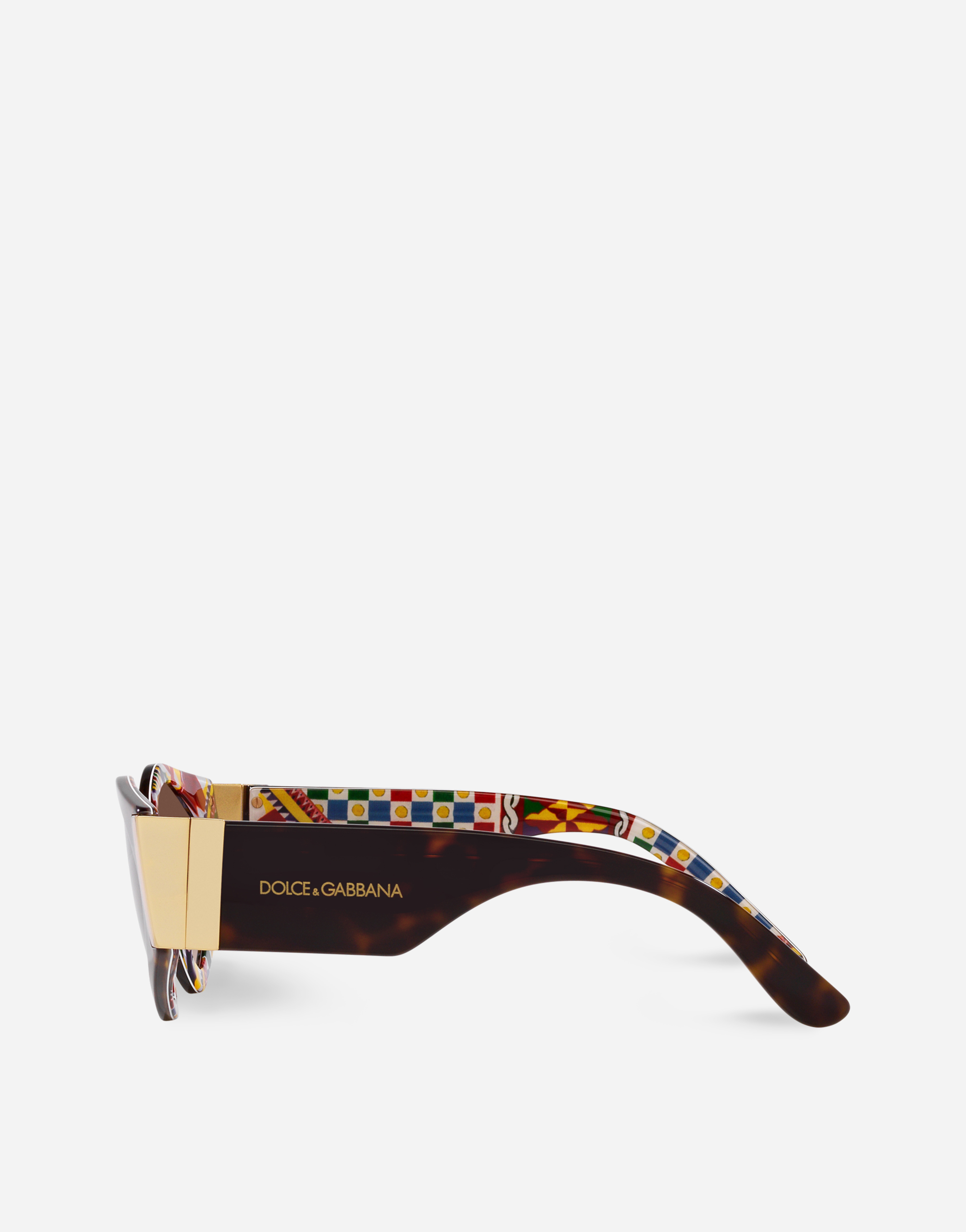 Shop Dolce & Gabbana Half Print Sunglasses In Hanava On Carretto