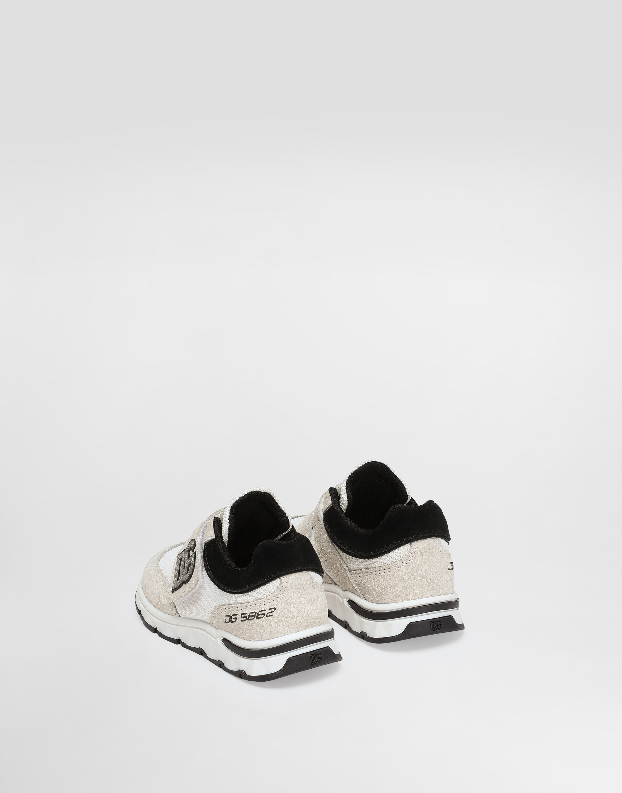 Mesh and split calfskin sneakers
