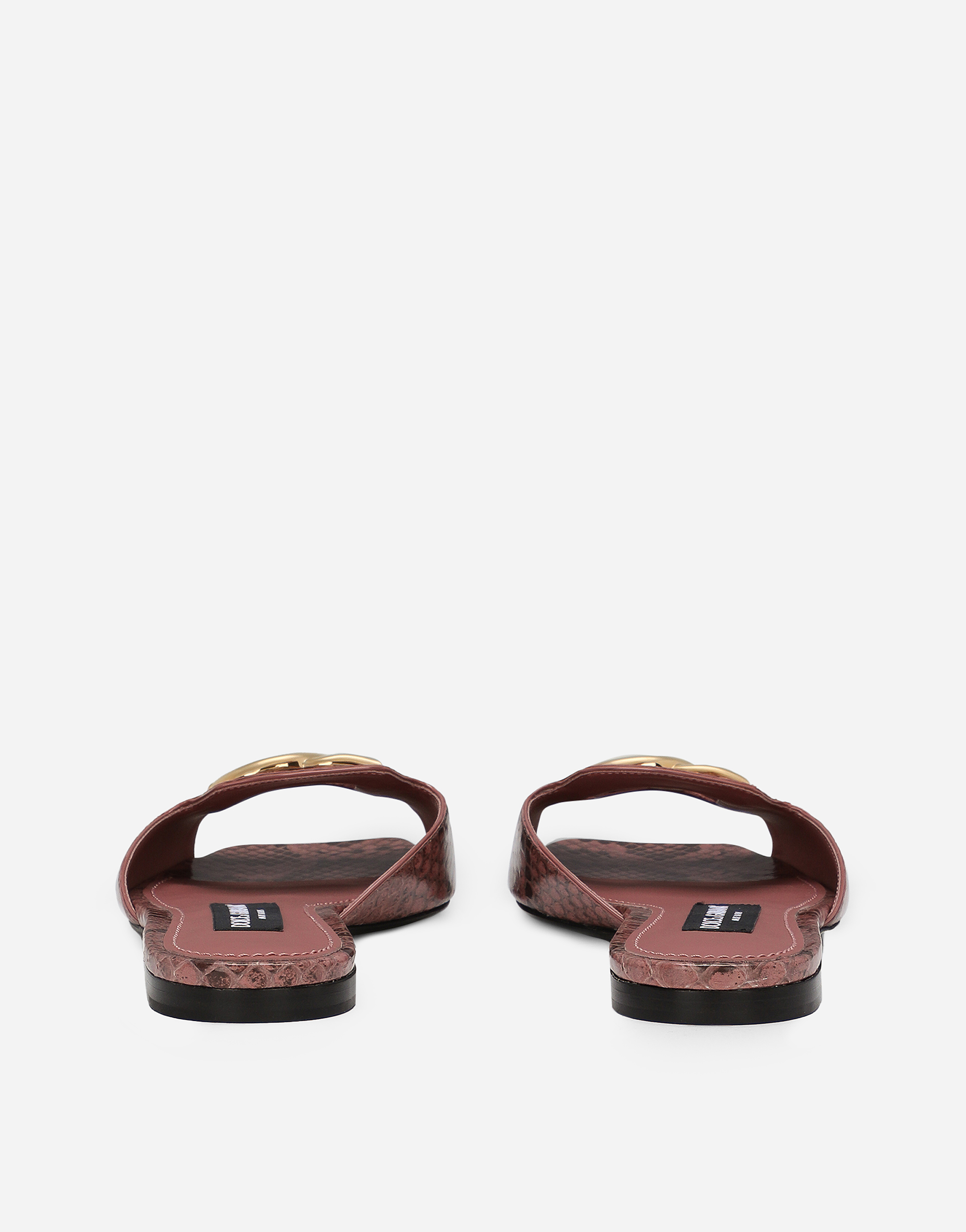Dolce & Gabbana Python Skin Sliders In Pink