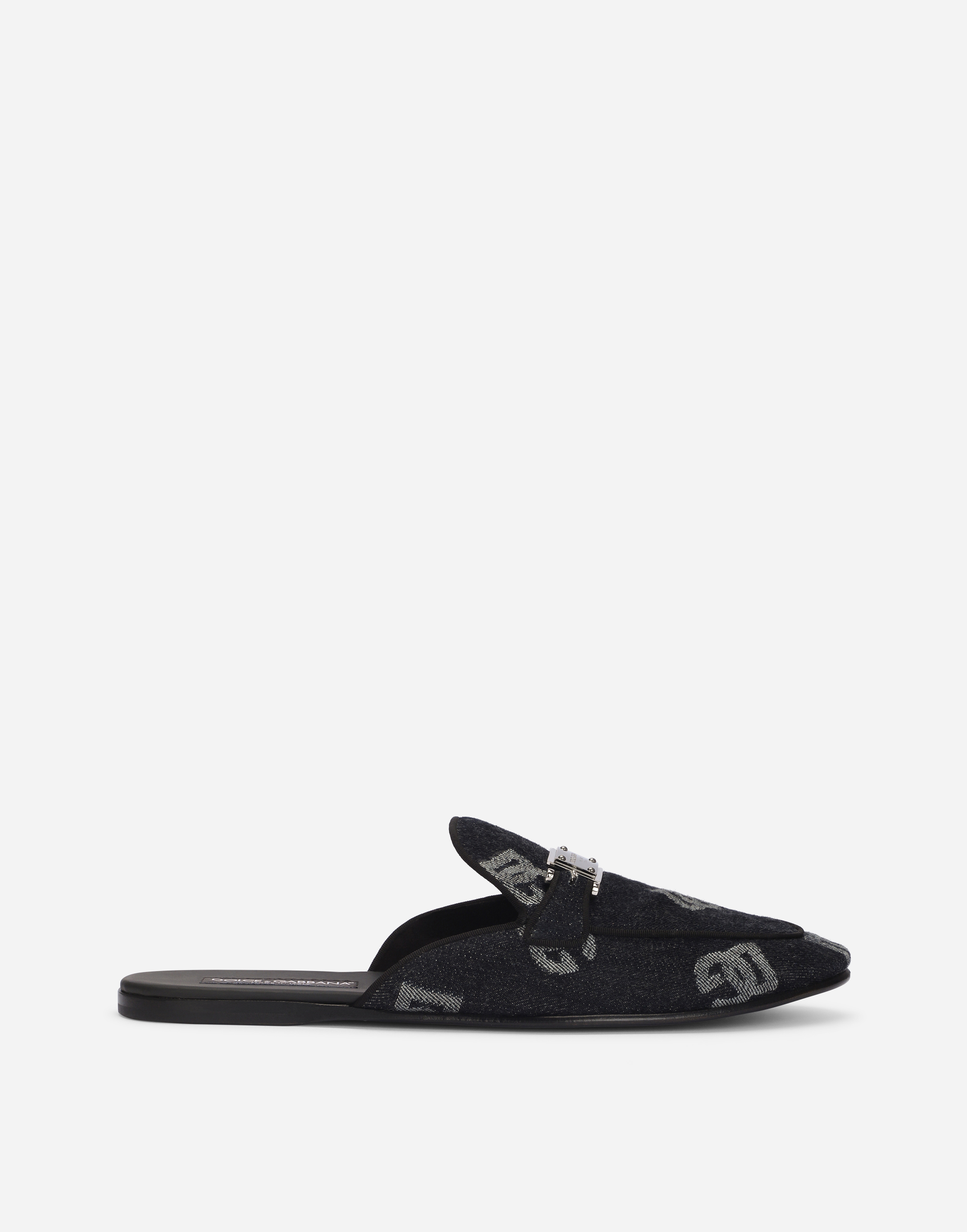 DOLCE & GABBANA DENIM SLIPPERS WITH LOGO