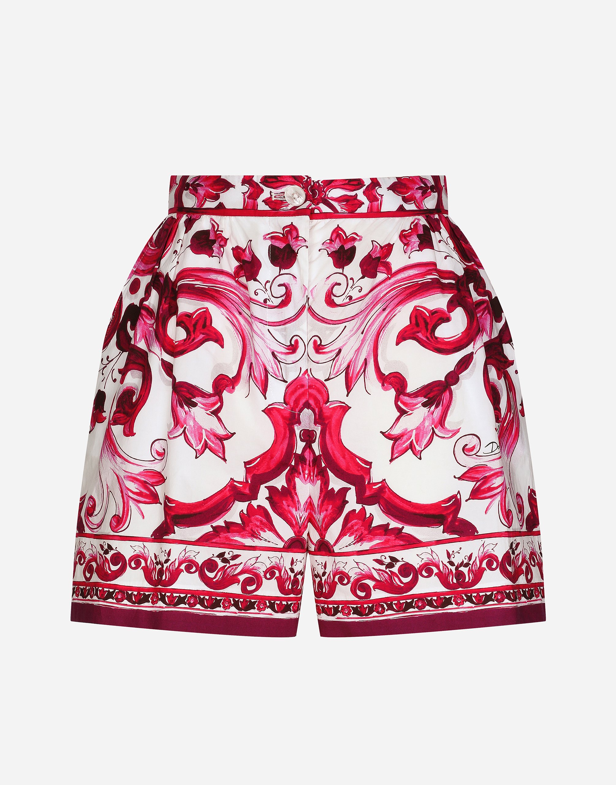 Shop Dolce & Gabbana Majolica-print Poplin Shorts In Multicolor