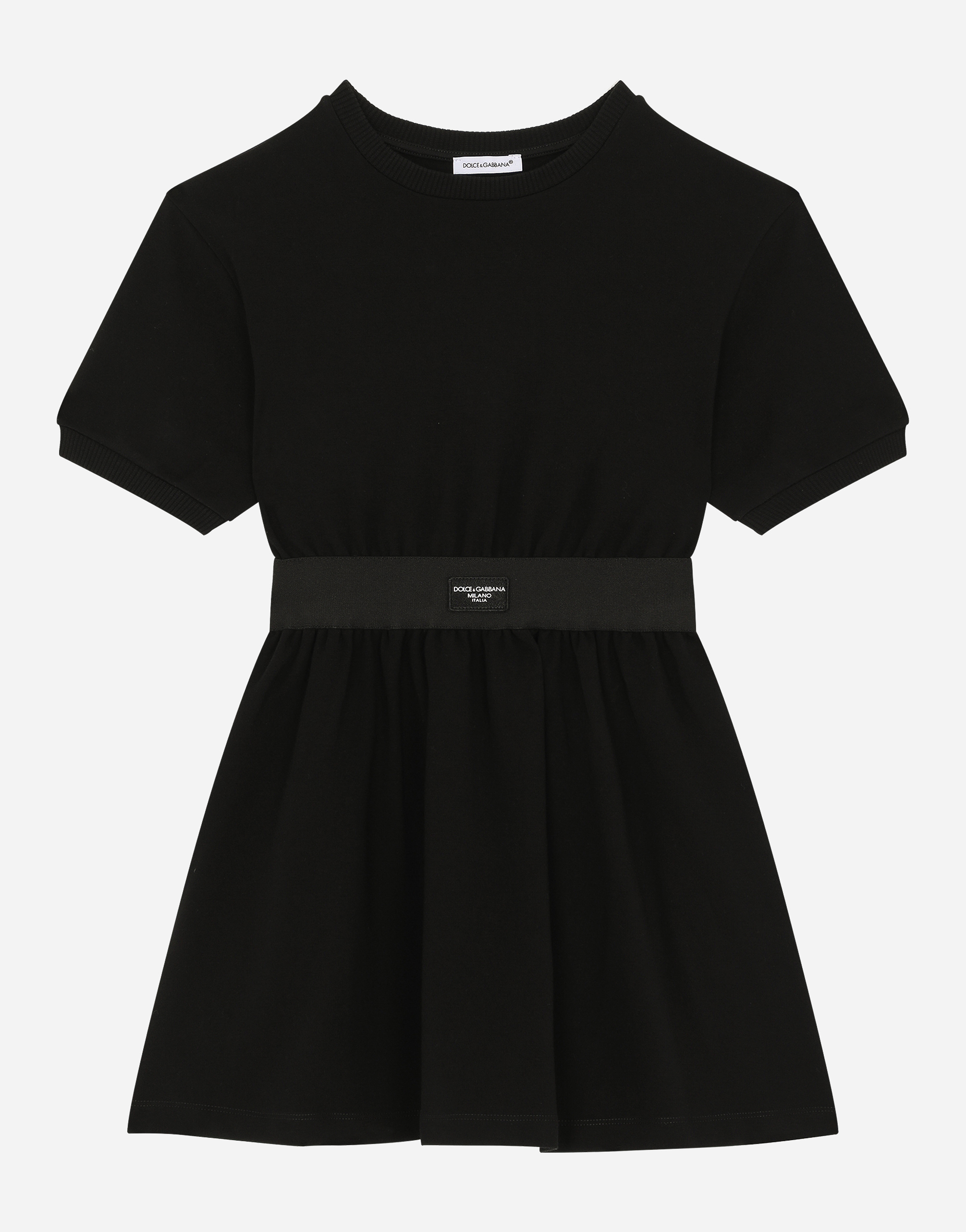 Dolce & Gabbana Jersey Minidress With Logo Tag - Woman Dresses Black 10 Years