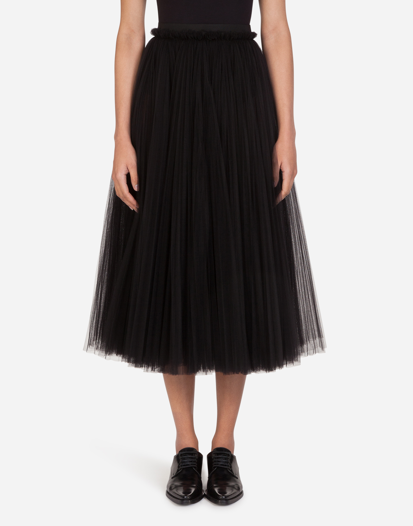 Tulle longuette skirt in BLACK for Women | Dolce&Gabbana® US
