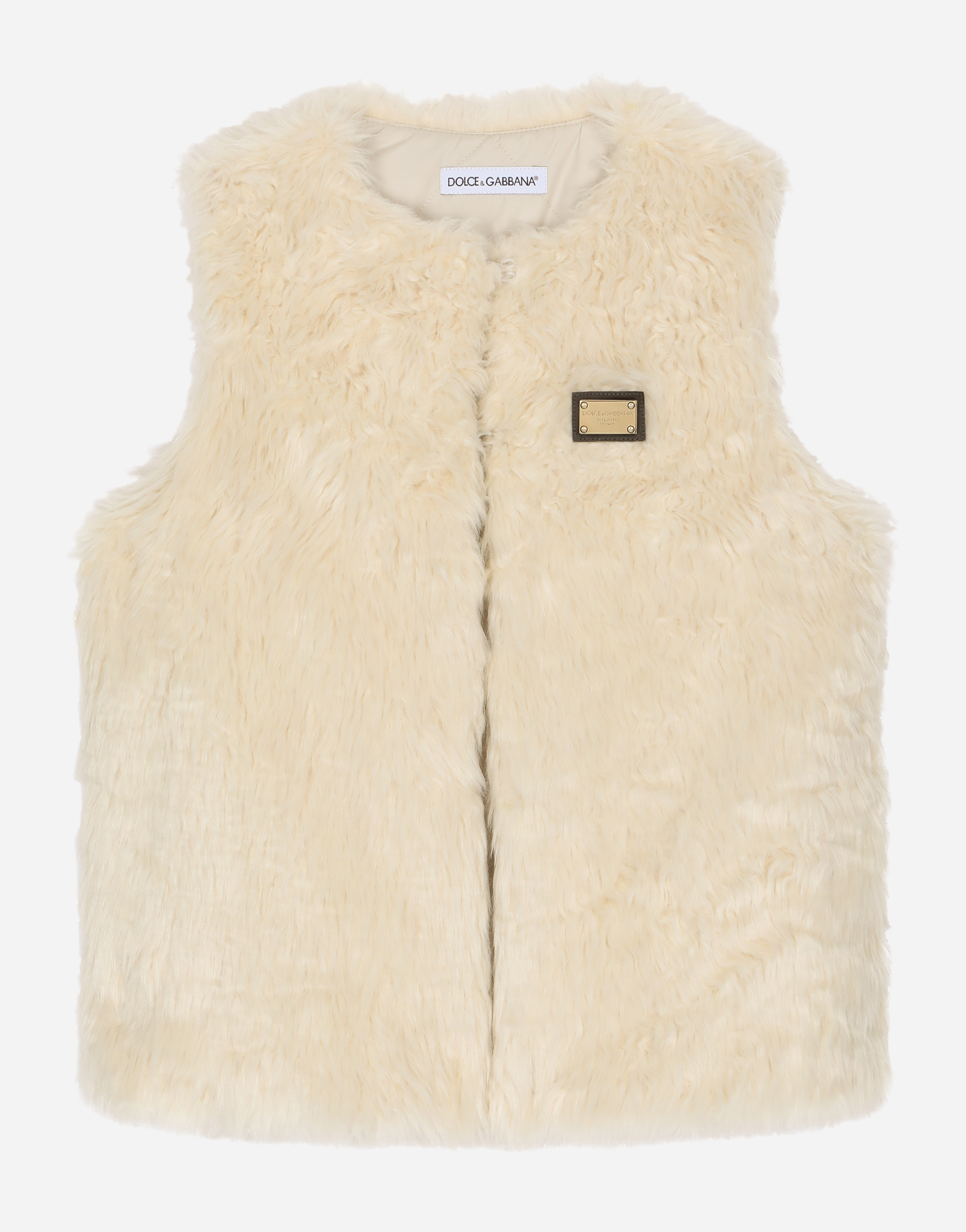 Dolce & Gabbana Female Faux Fur Gilet - Woman Coats And Jackets Faux Fur  White Size 12 Years - Shopping.com
