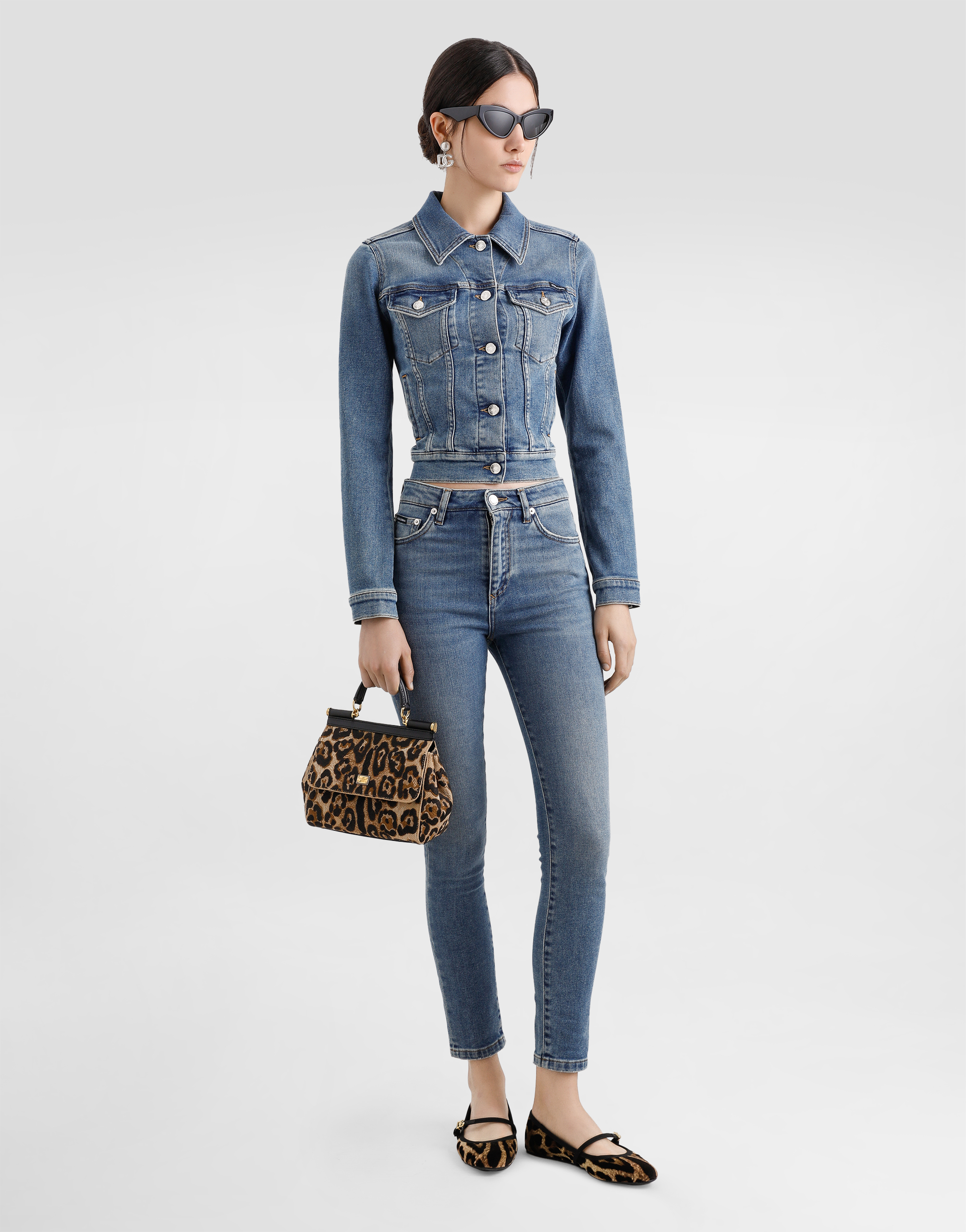 DOLCE & GABBANA CROPPED COTTON DENIM JACKET 