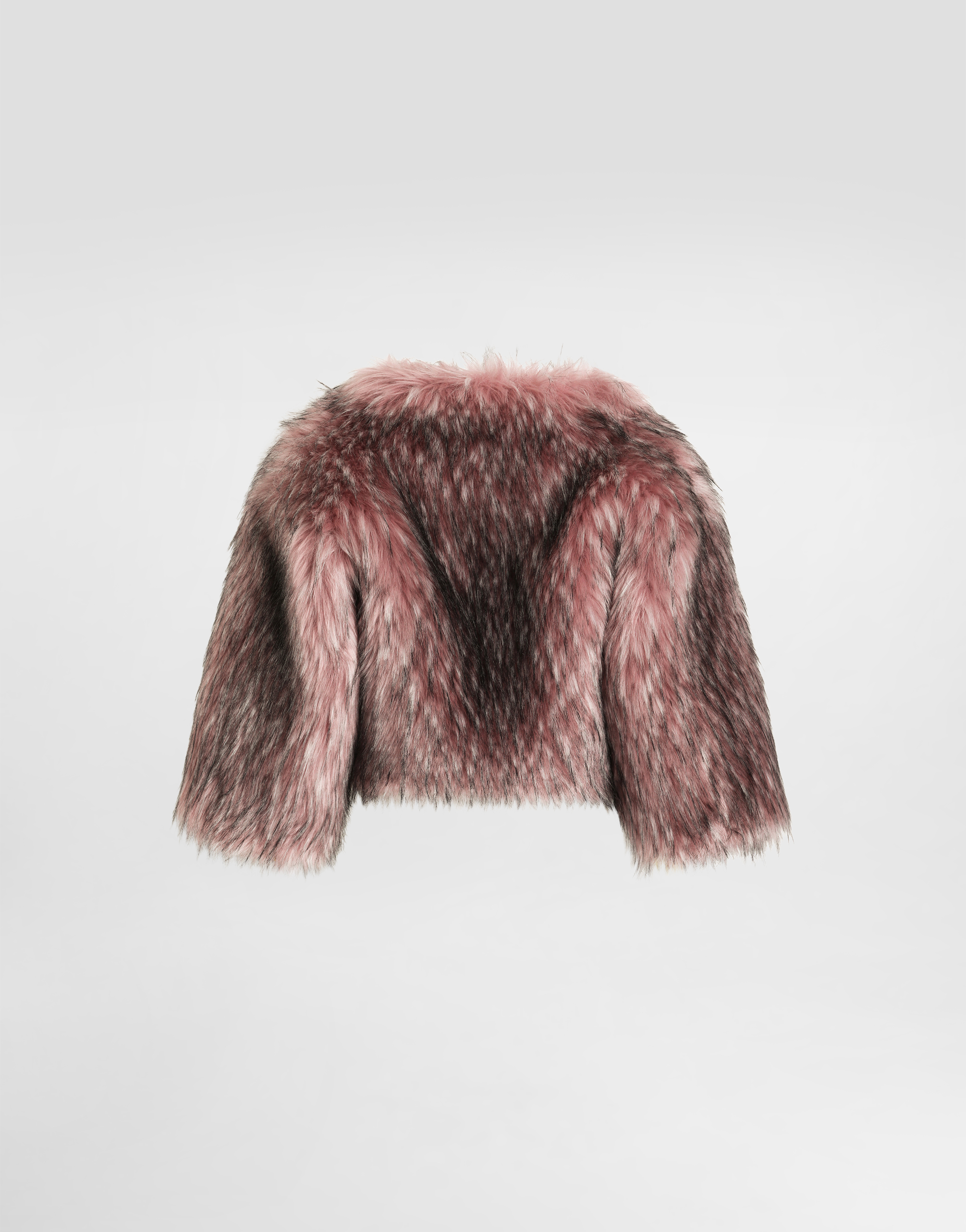 Dolce & Gabbana Faux Fur Cropped Jacket In Pink