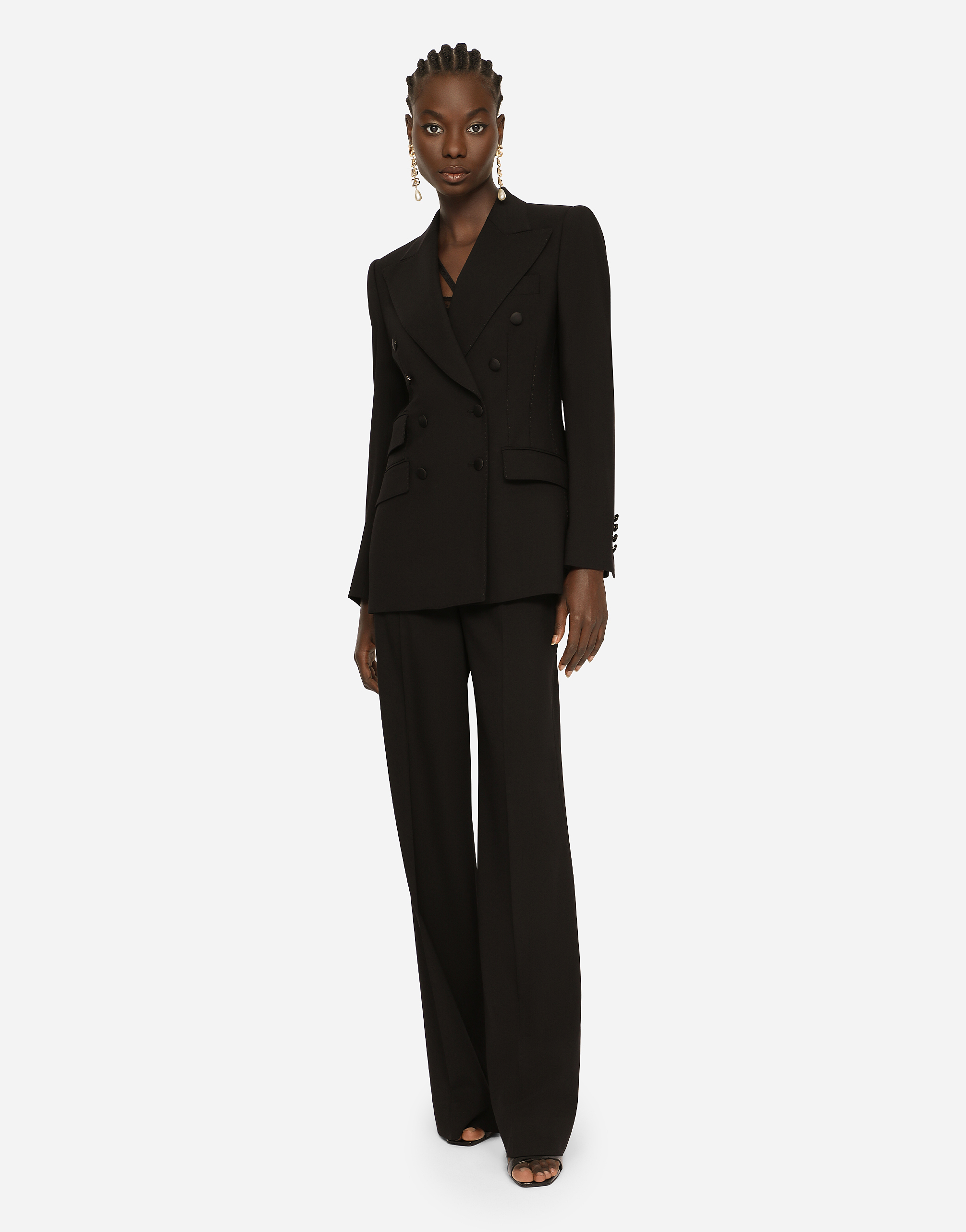 Dolce & Gabbana Flared Woolen Pants In Black