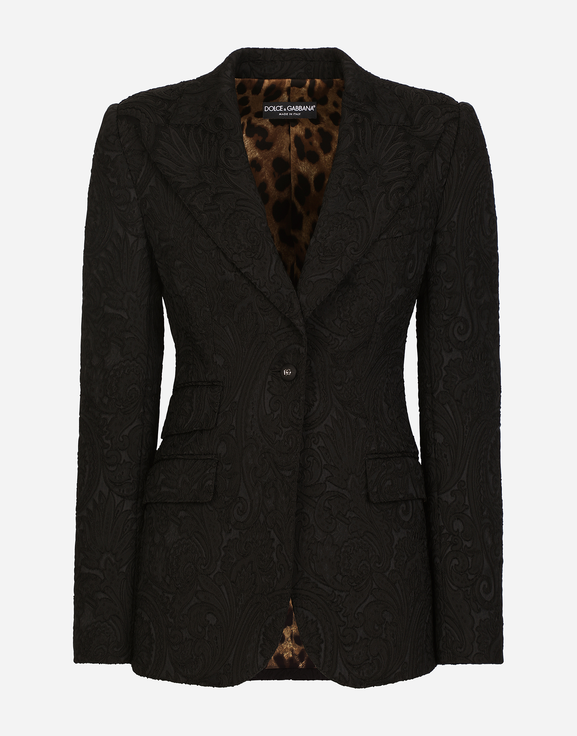 Dolce & Gabbana Ornamental Jacquard Turlington Blazer In Black