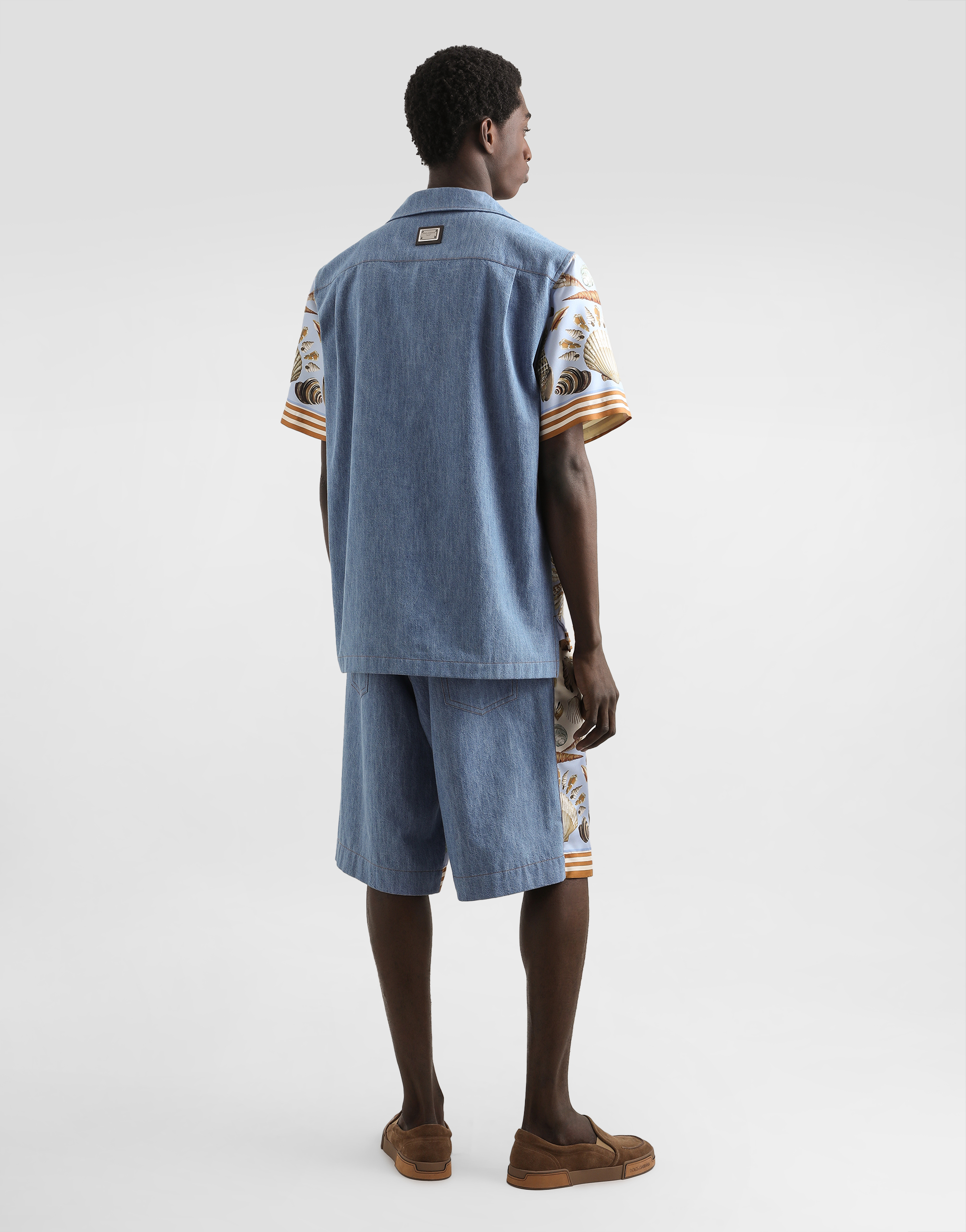 Dolce & Gabbana Silk And Cotton Denim Shirt In Blue
