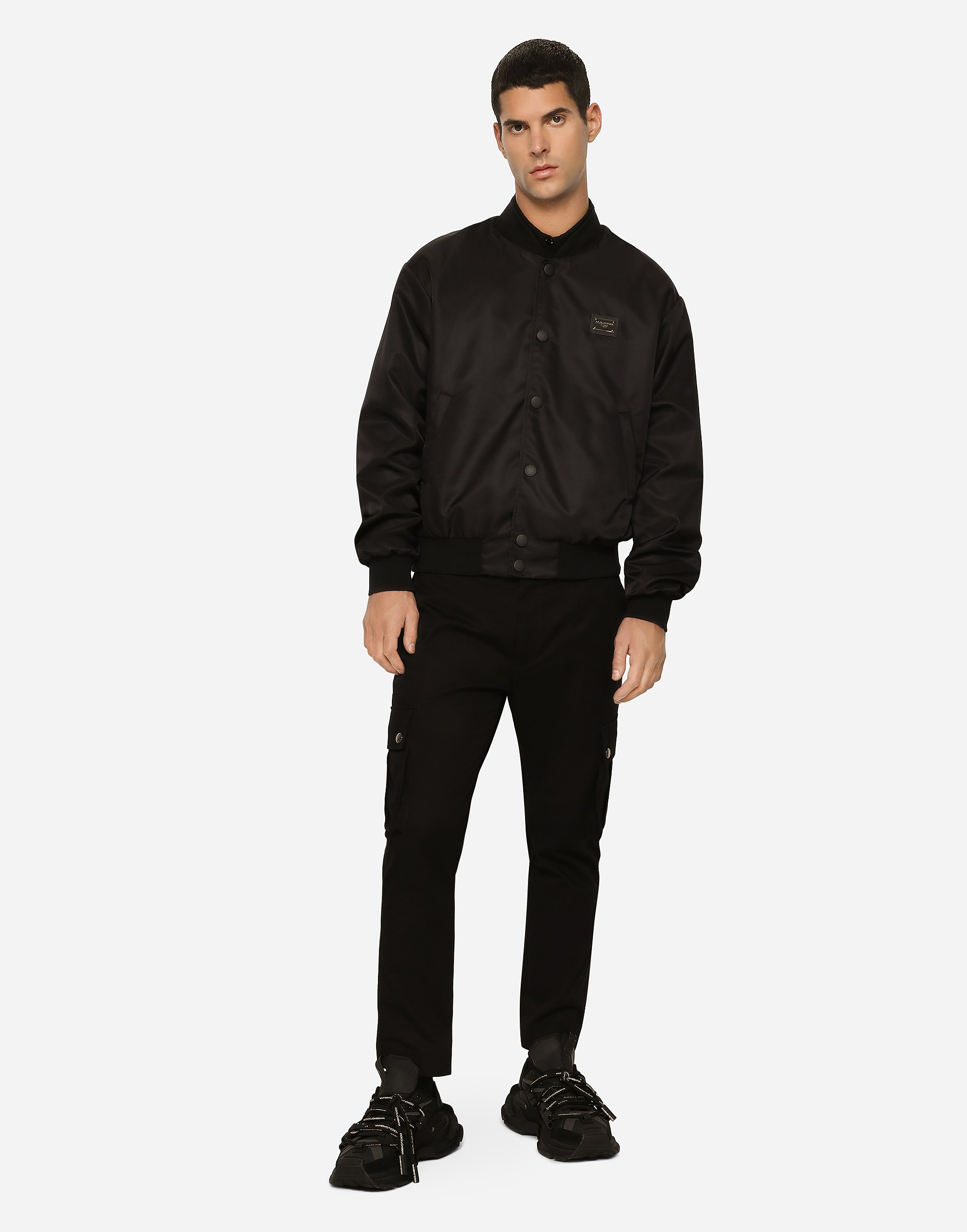 Shop Dolce & Gabbana Nylon Jacket With Branded Tag In Black