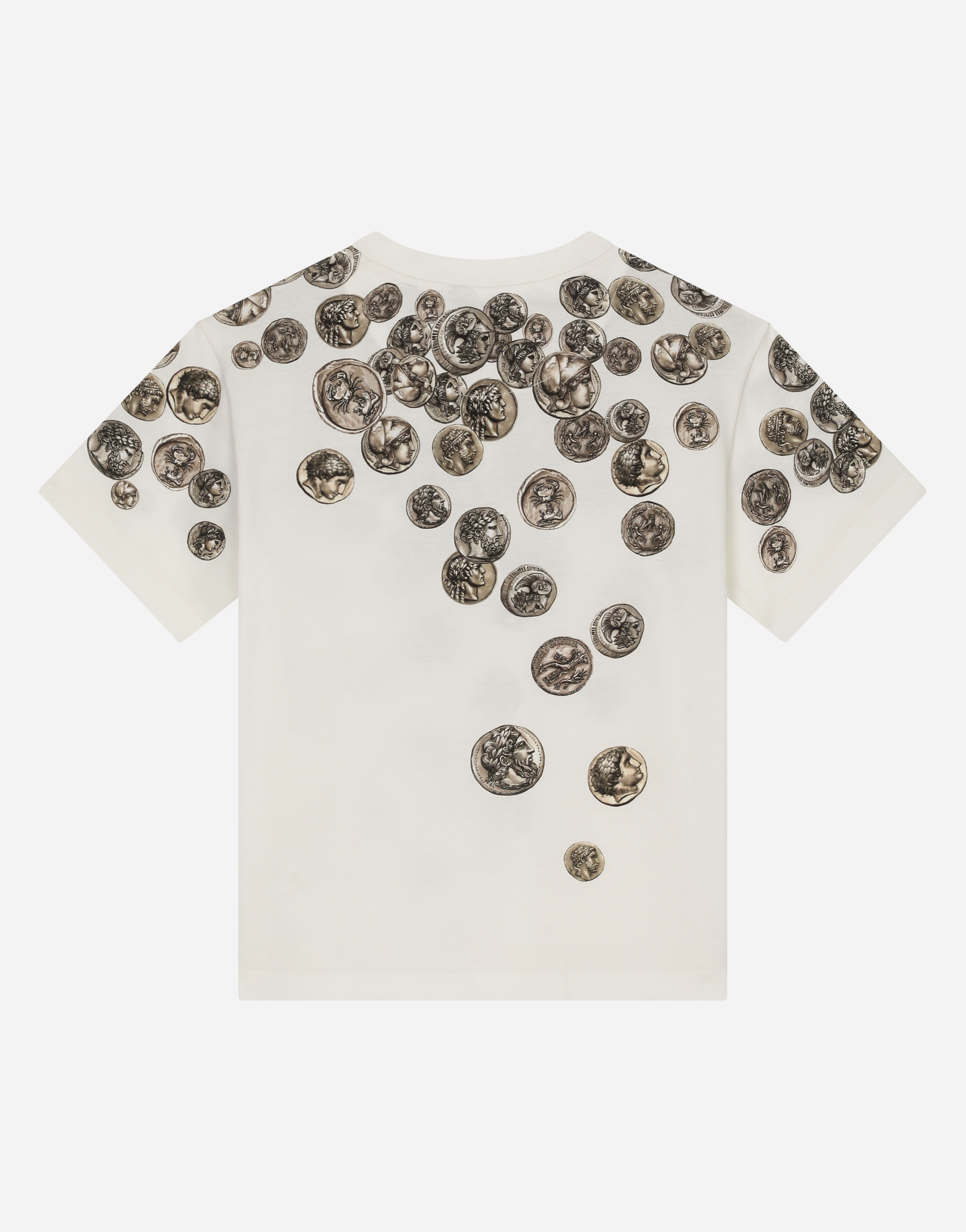 DOLCE & GABBANA SHORT-SLEEVED JERSEY T-SHIRT WITH OMBRÉ COIN PRINT