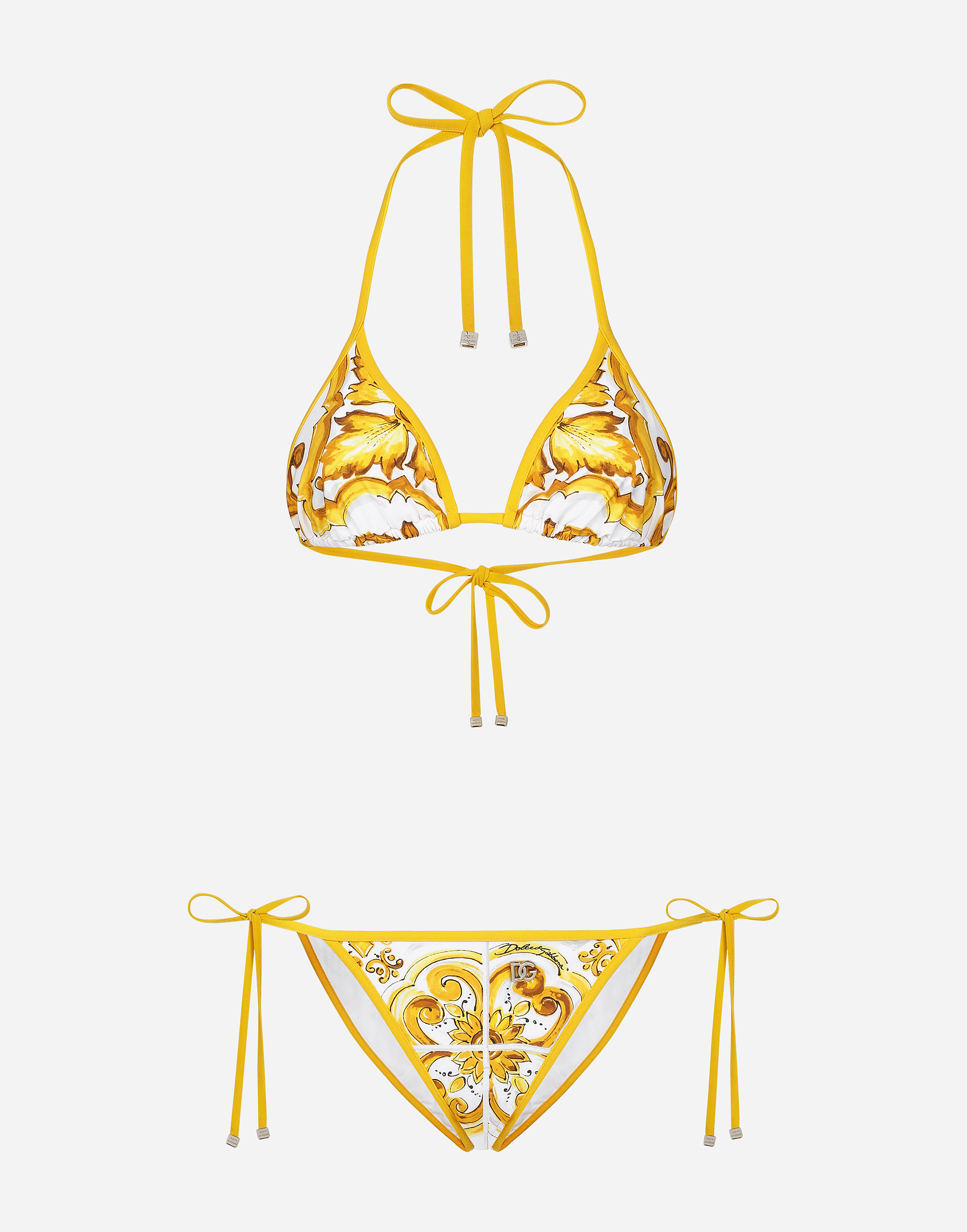 Dolce & Gabbana Majolica-print Triangle Bikini - Woman Swimwear Print Fabric 2