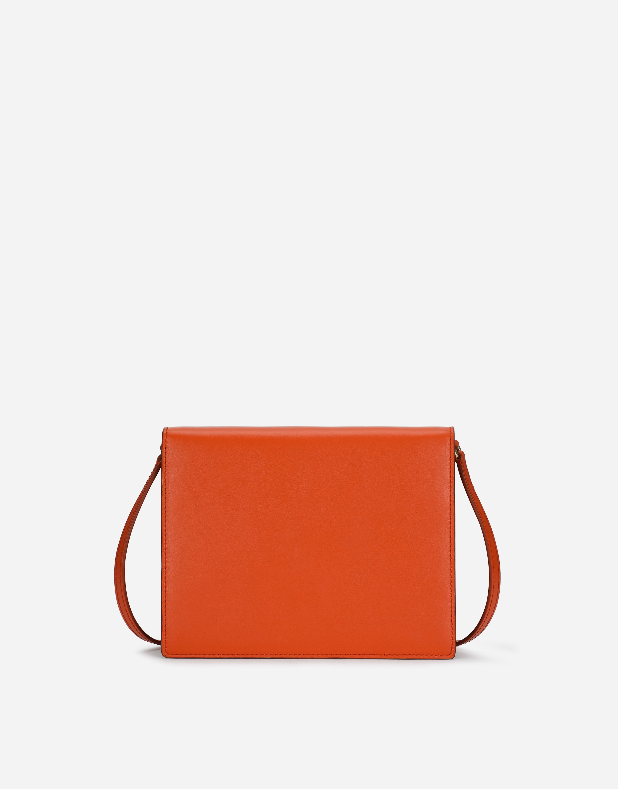 Shop Dolce & Gabbana Calfskin Crossbody Bag With Logo In Orange