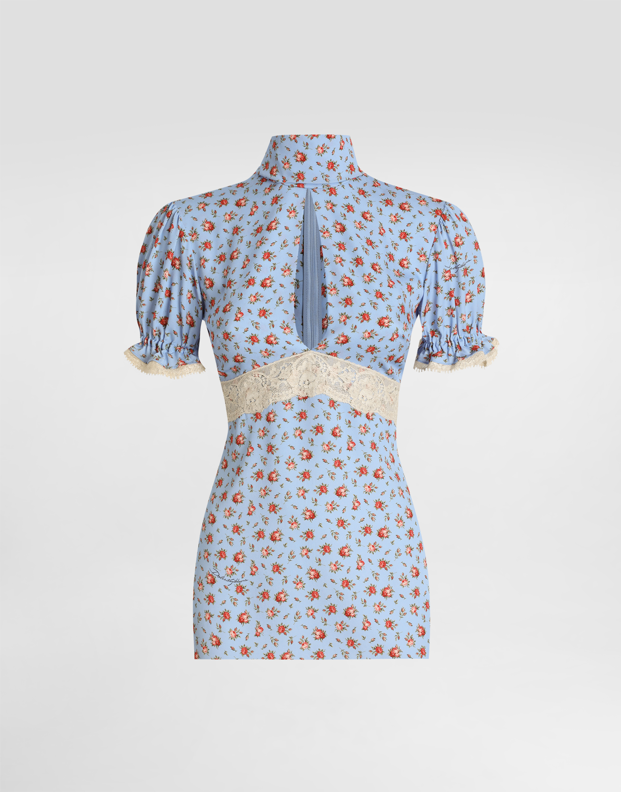 Dolce & Gabbana Dolce  Gabbana Small Rose-printed Charmeuse Top In Multi