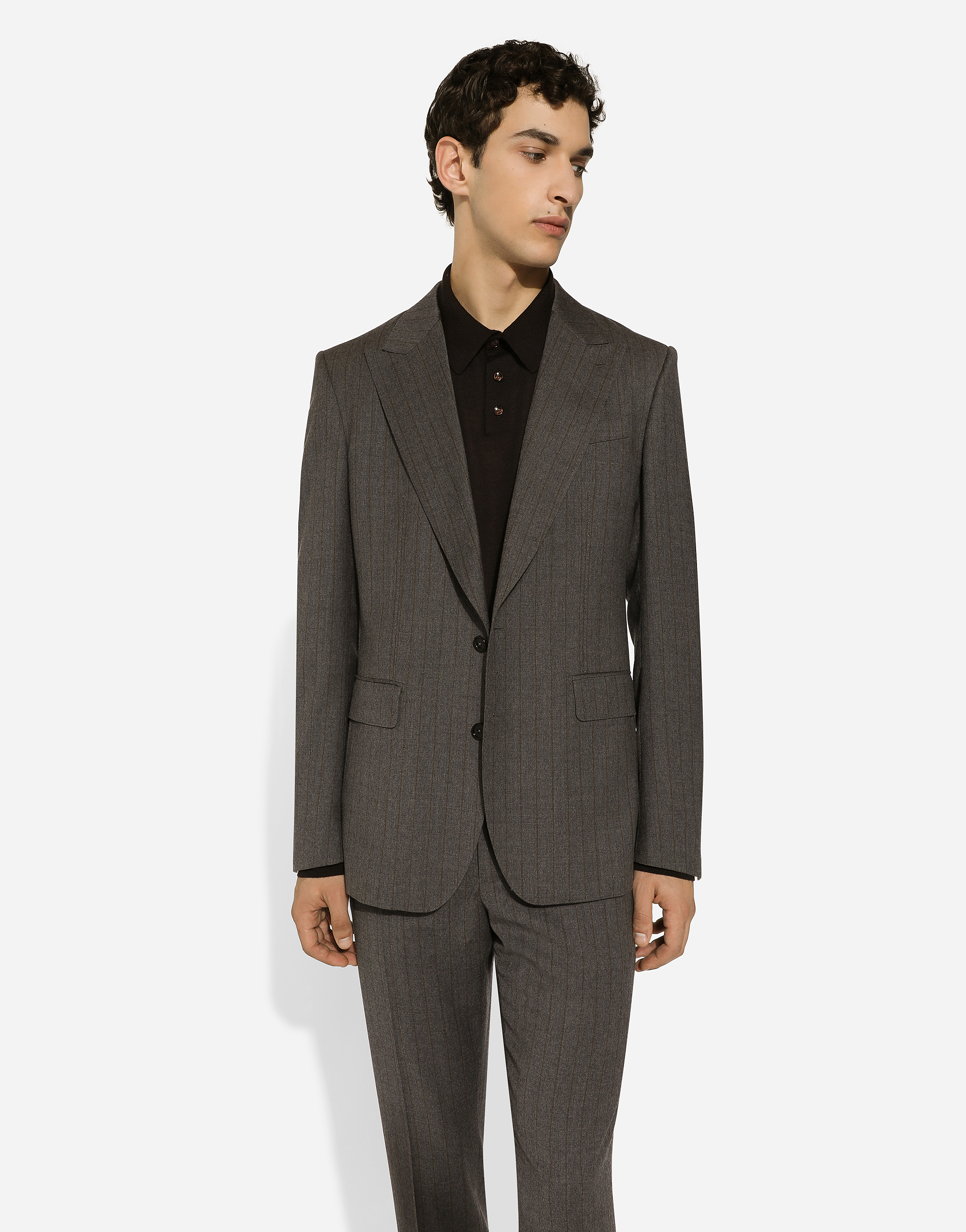 DOLCE & GABBANA SINGLE-BREASTED PINSTRIPE FLANNEL JACKET