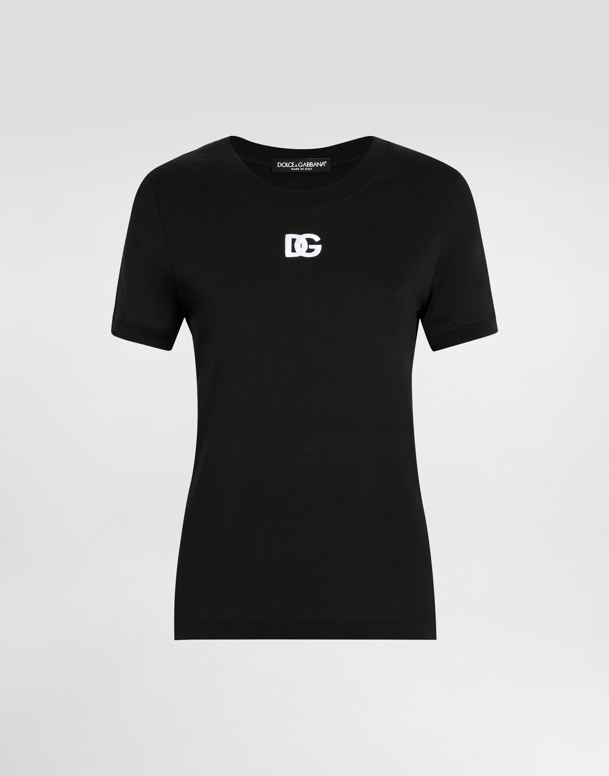 Dolce & Gabbana Jersey T-shirt With Dg Logo Embroidery In Black