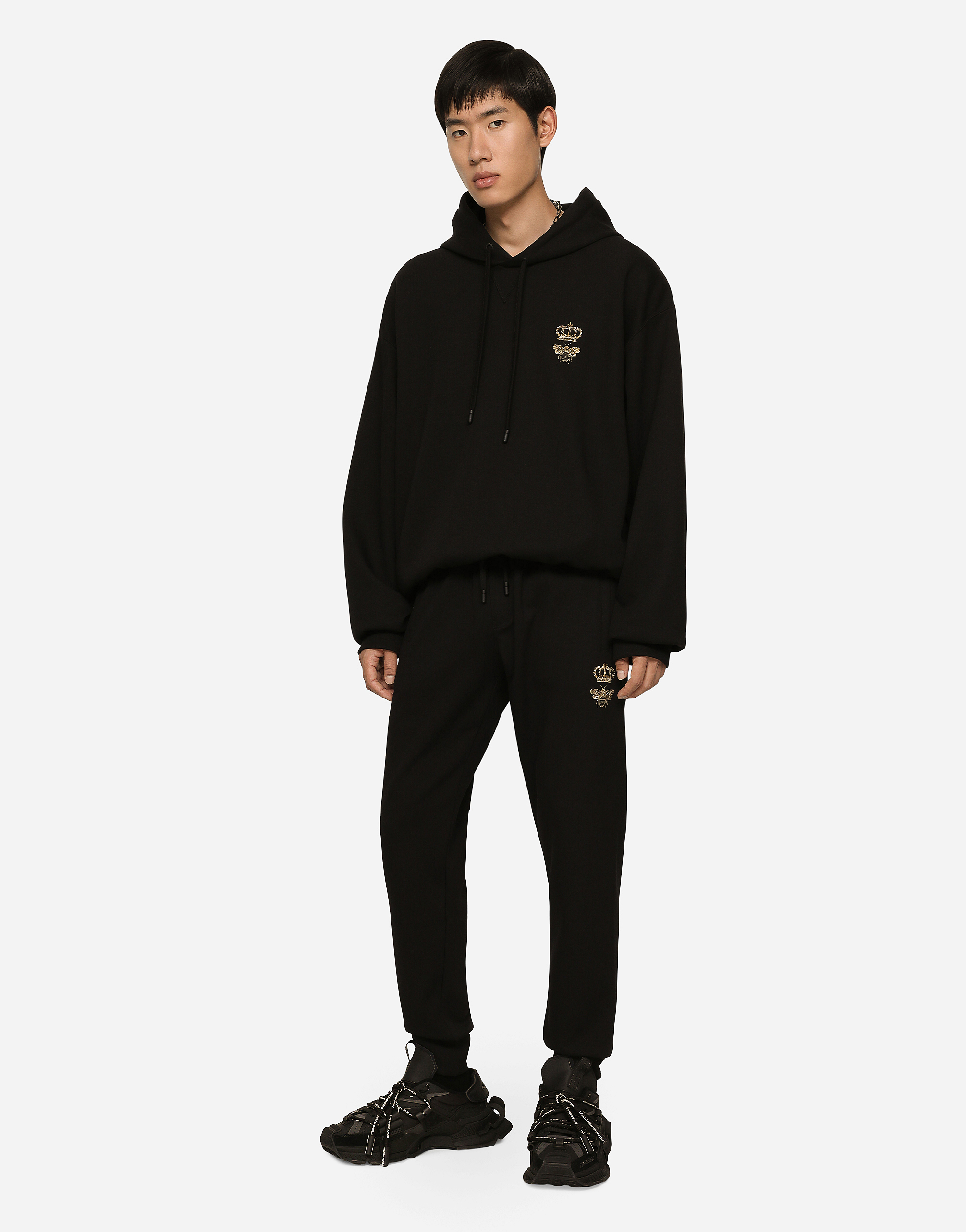Jersey jogging pants with embroidery