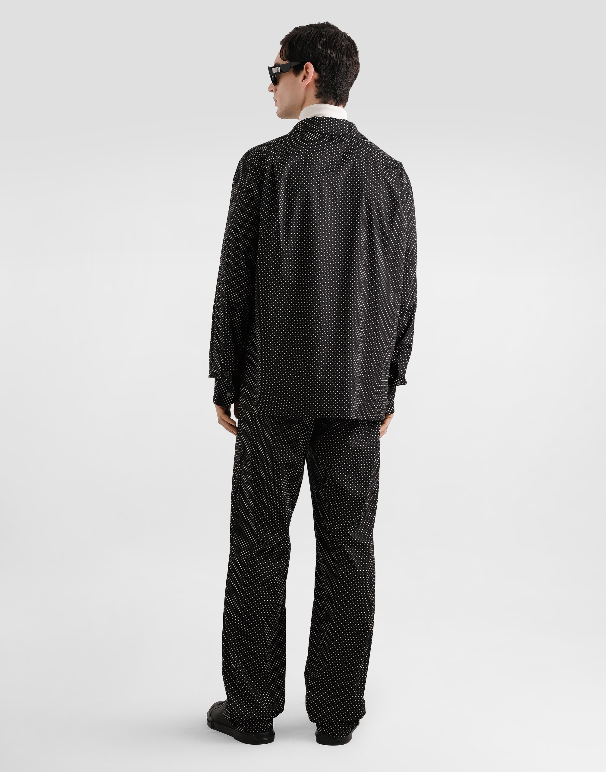 Dolce & Gabbana Micro-dot Drawstring Trousers In Black