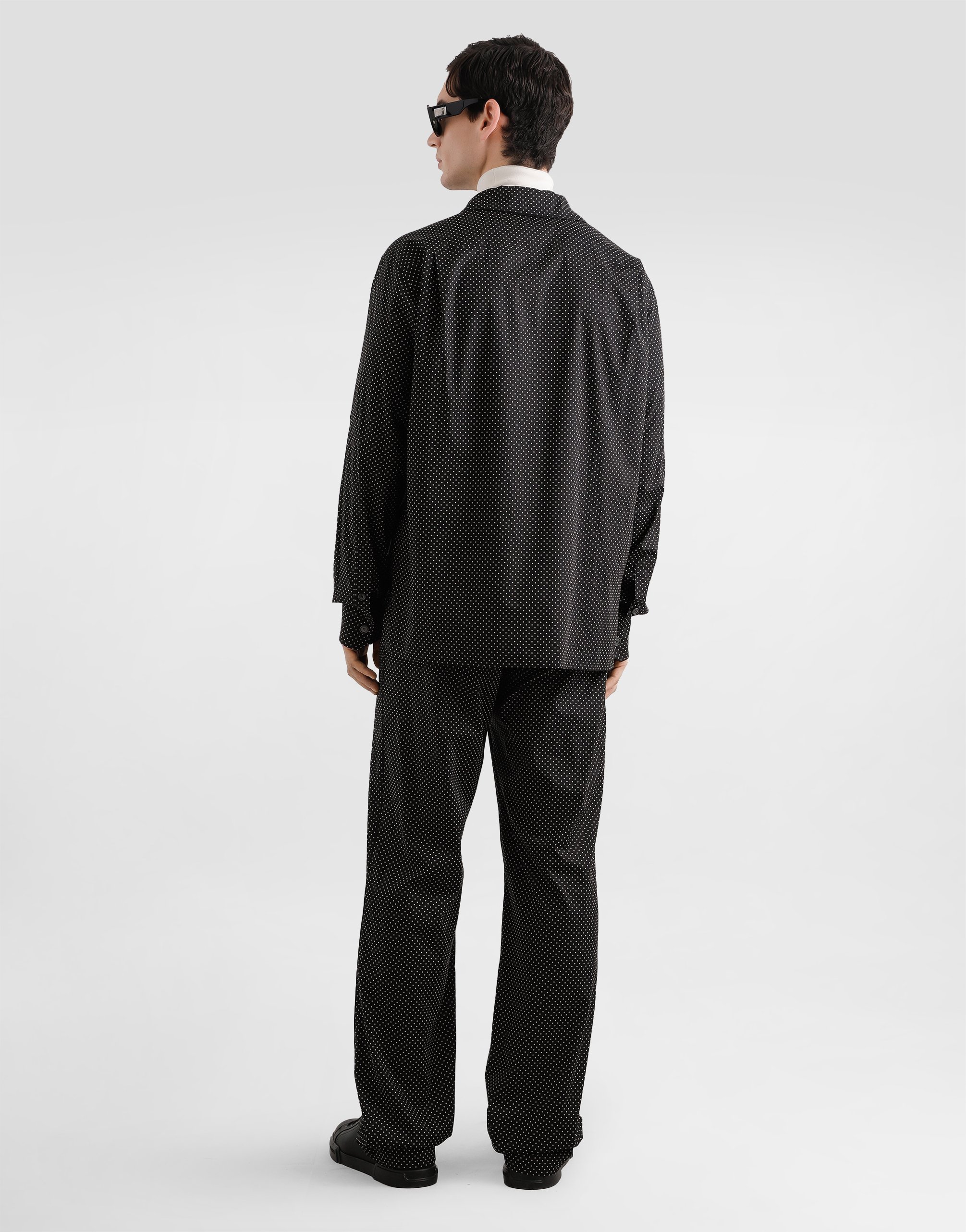 Dolce & Gabbana Micro-dot Drawstring Trousers In Black