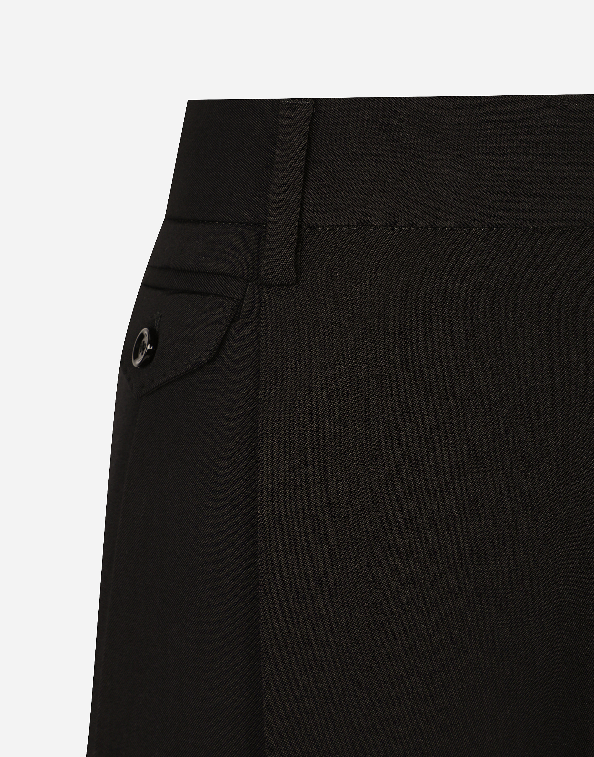 Dolce & Gabbana Tailored Cotton Trousers With Double Pleats In Black