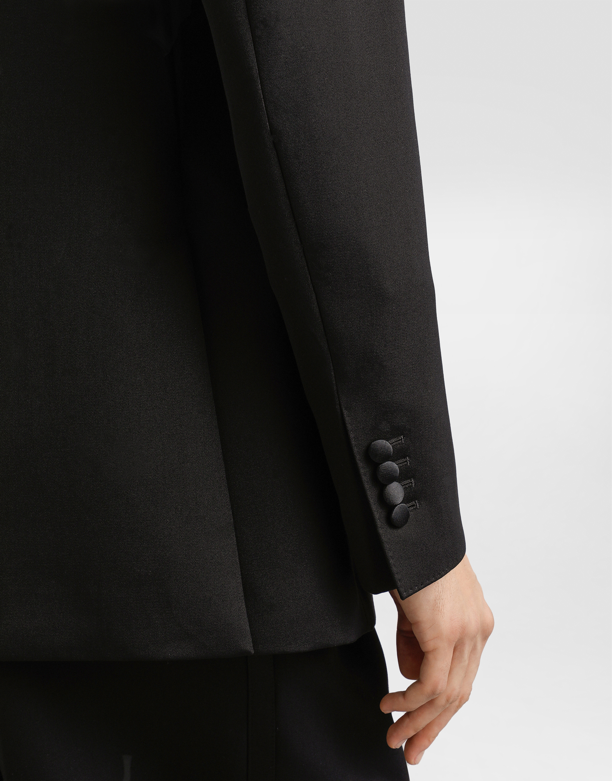 Dolce & Gabbana Double-breasted Satin-lapel Jacket In Black