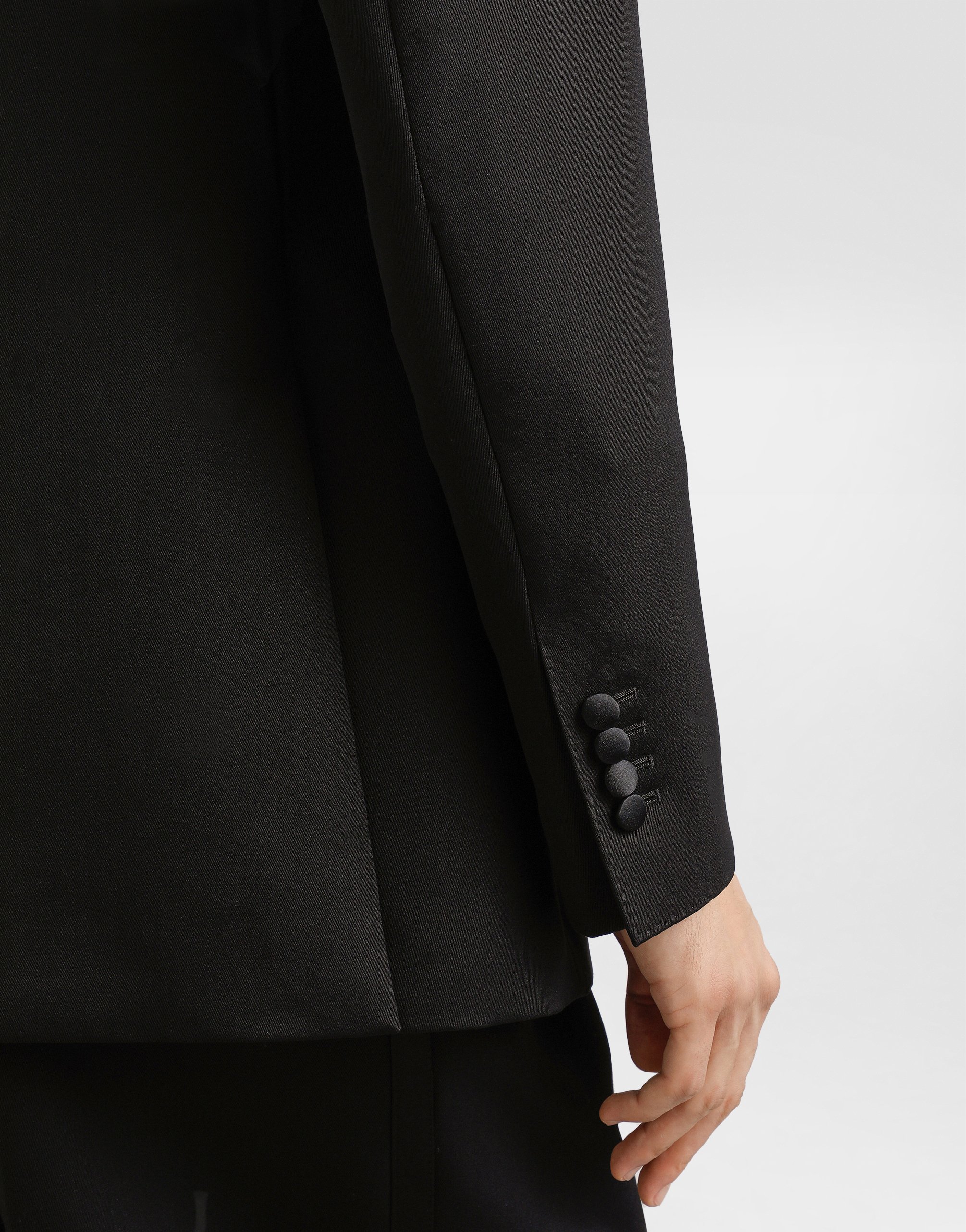 Dolce & Gabbana Double-breasted Satin-lapel Jacket In Black