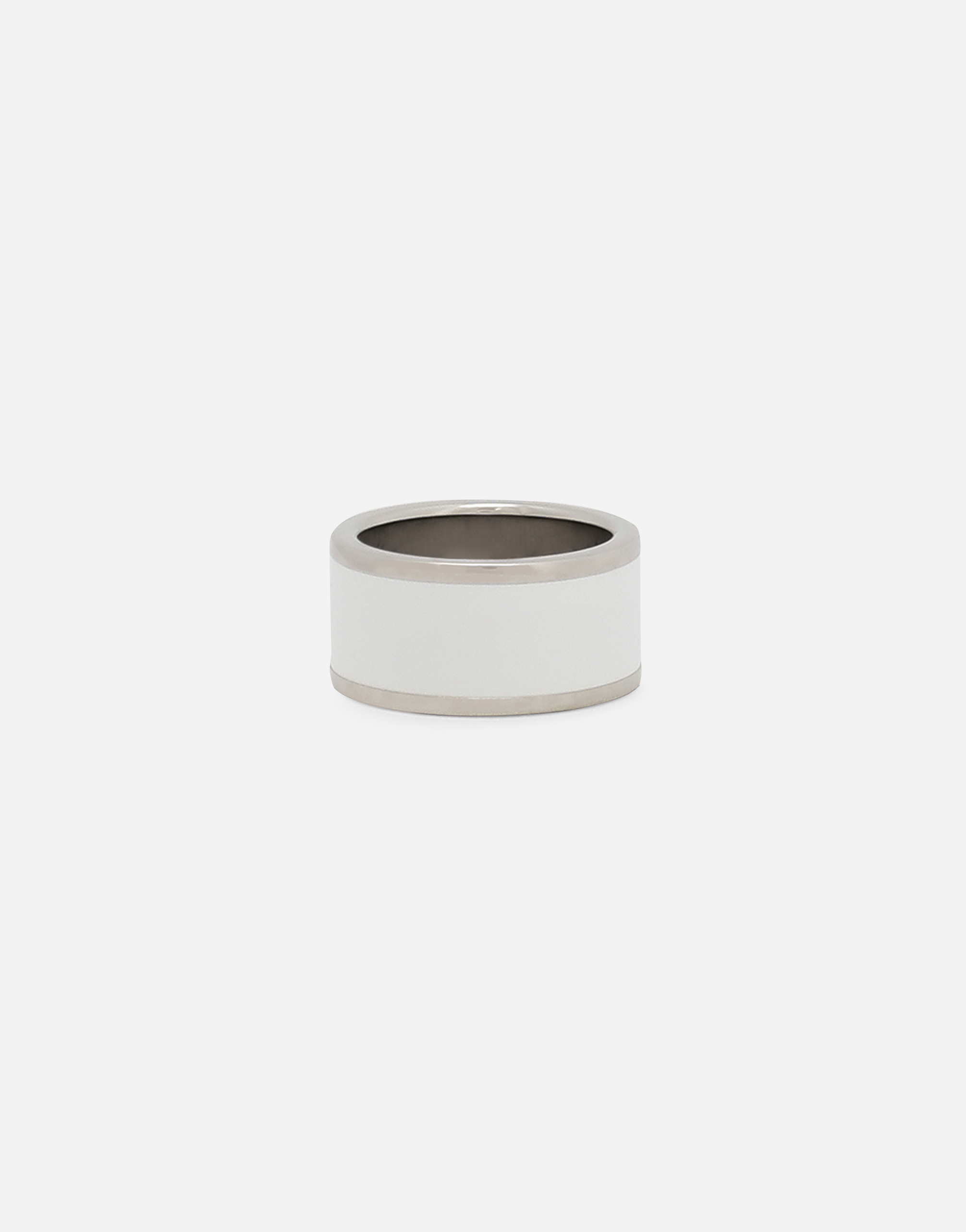 Dolce & Gabbana Enameled Dg Logo Ring In White