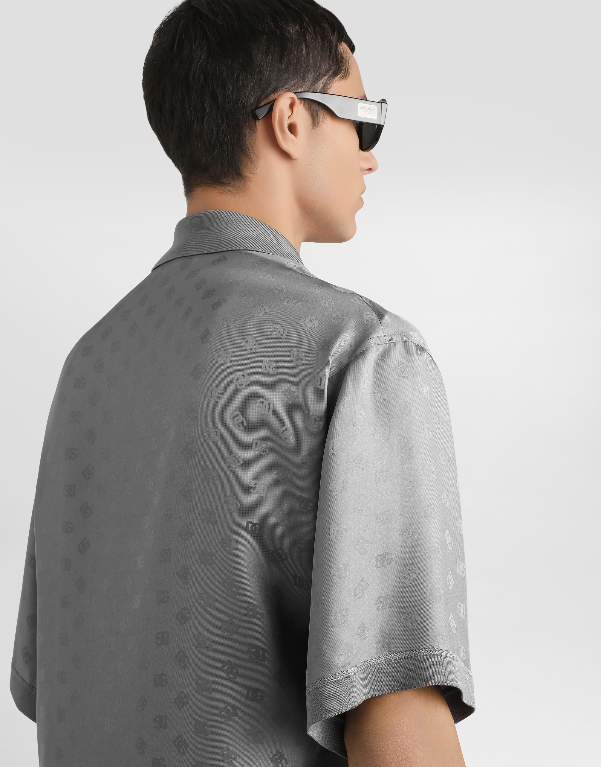 Silk jacquard polo shirt with DG logo