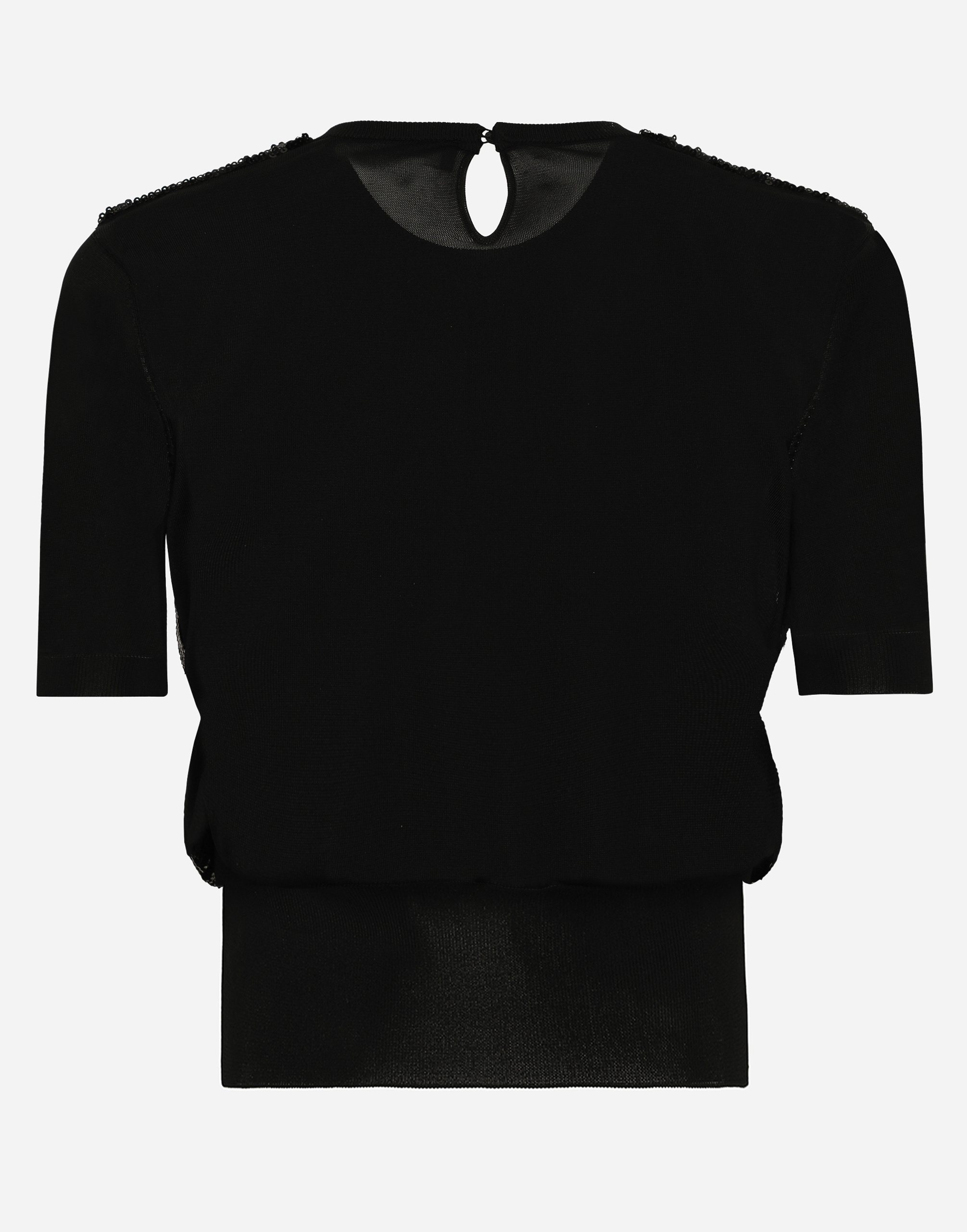 Short-sleeved top with sequin embellishment