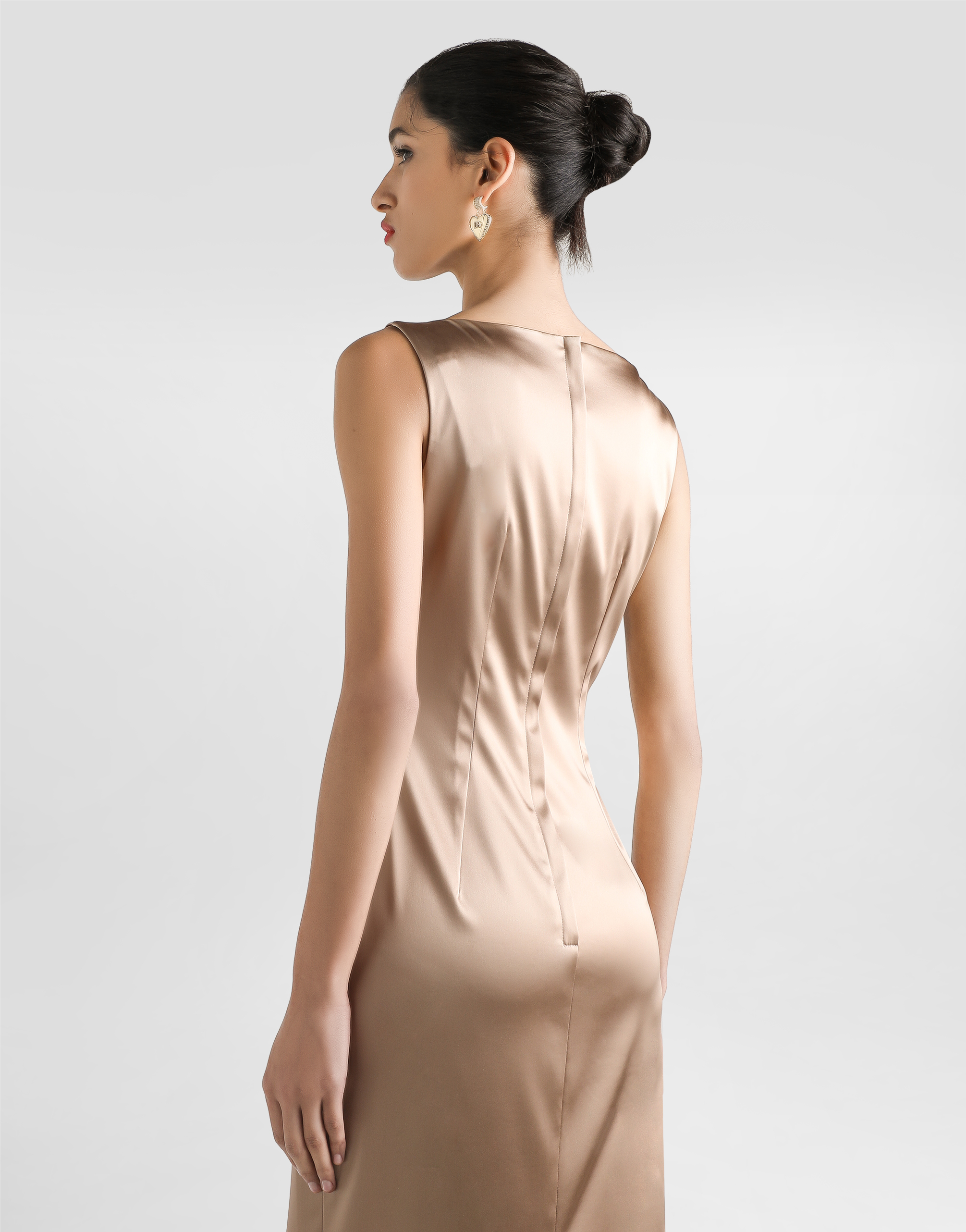Stretch satin midi dress