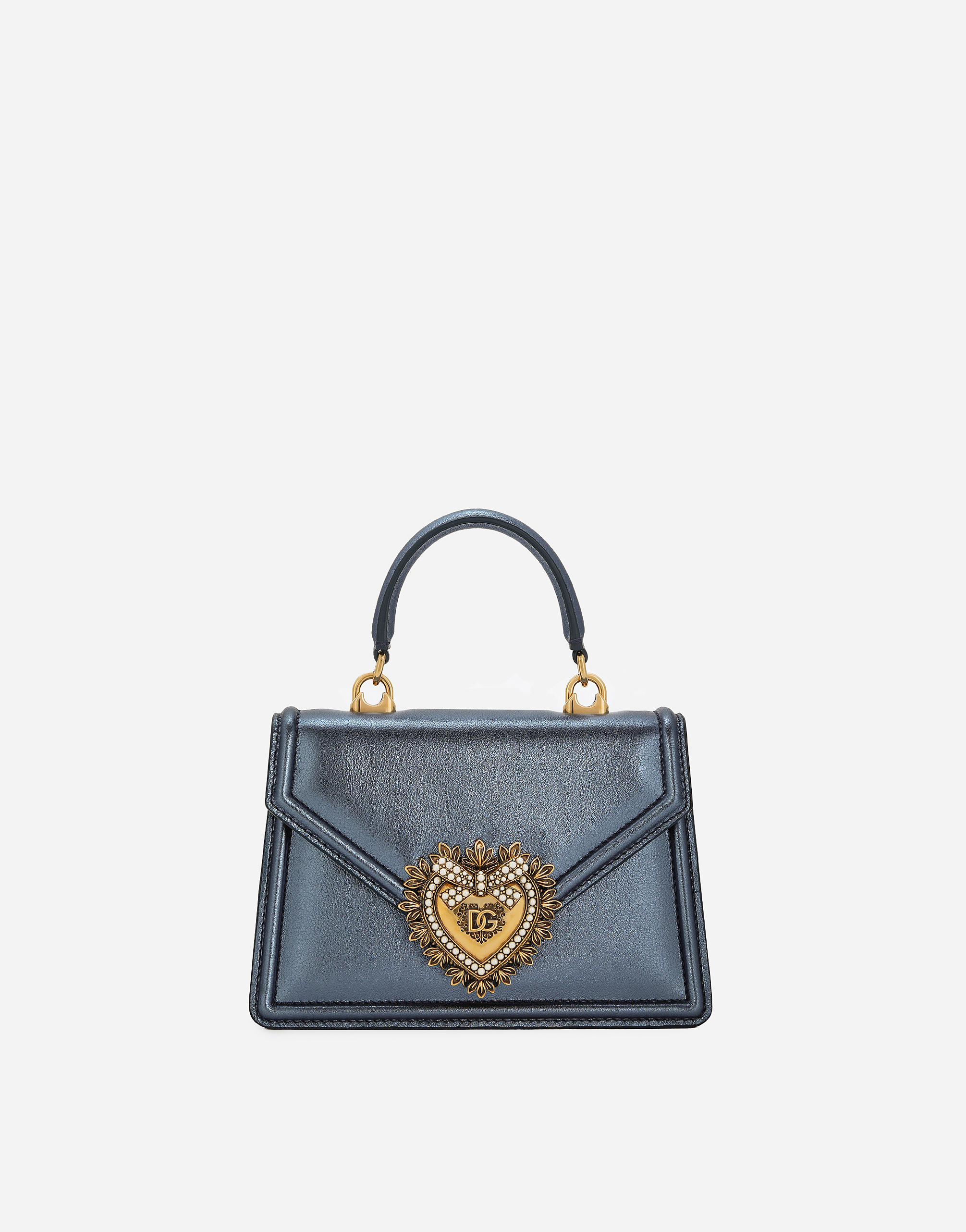 Dolce & Gabbana Small Devotion Top-handle Bag - Woman Shoulder And Crossbody Bags Blue Leather Onesize