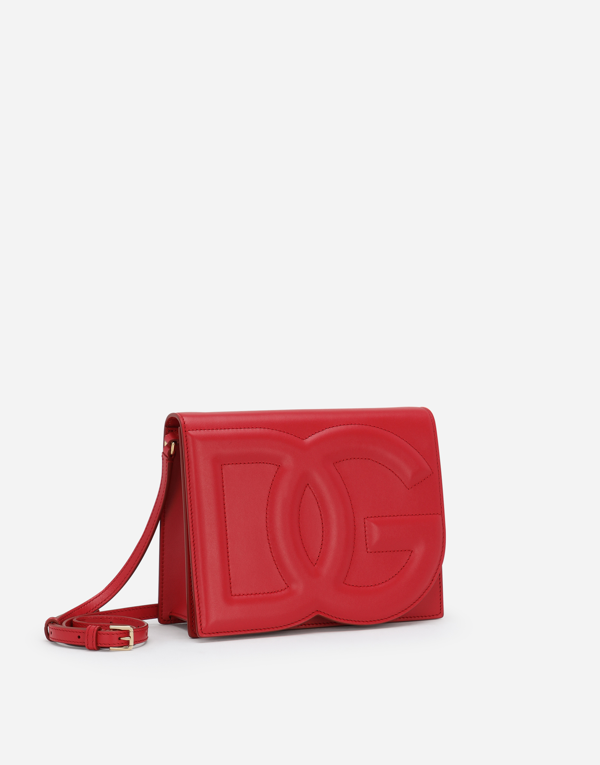 Shop Dolce & Gabbana Calfskin Dg Logo Crossbody Bag In Red