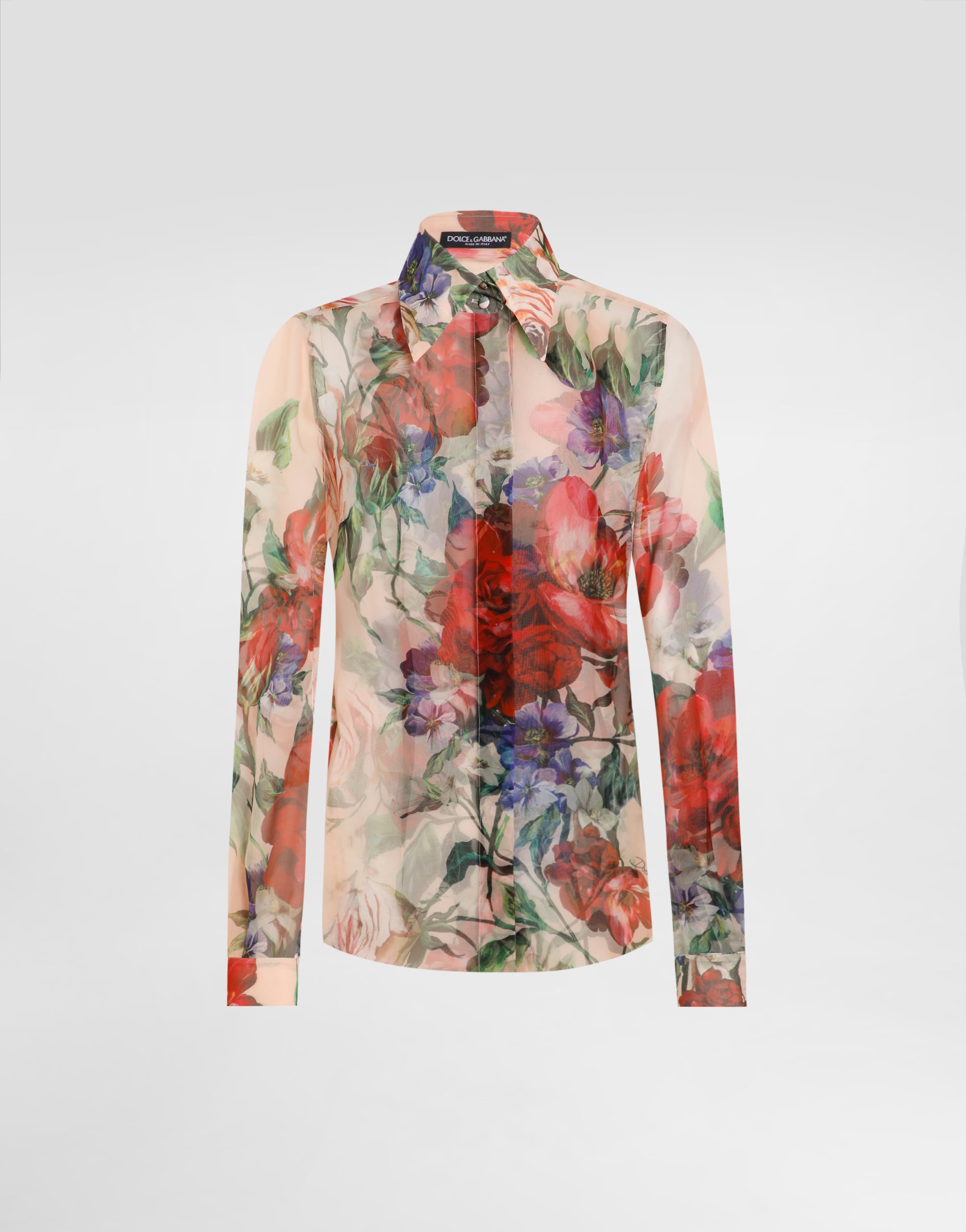 Long-sleeved floral-print chiffon shirt in Print for Women