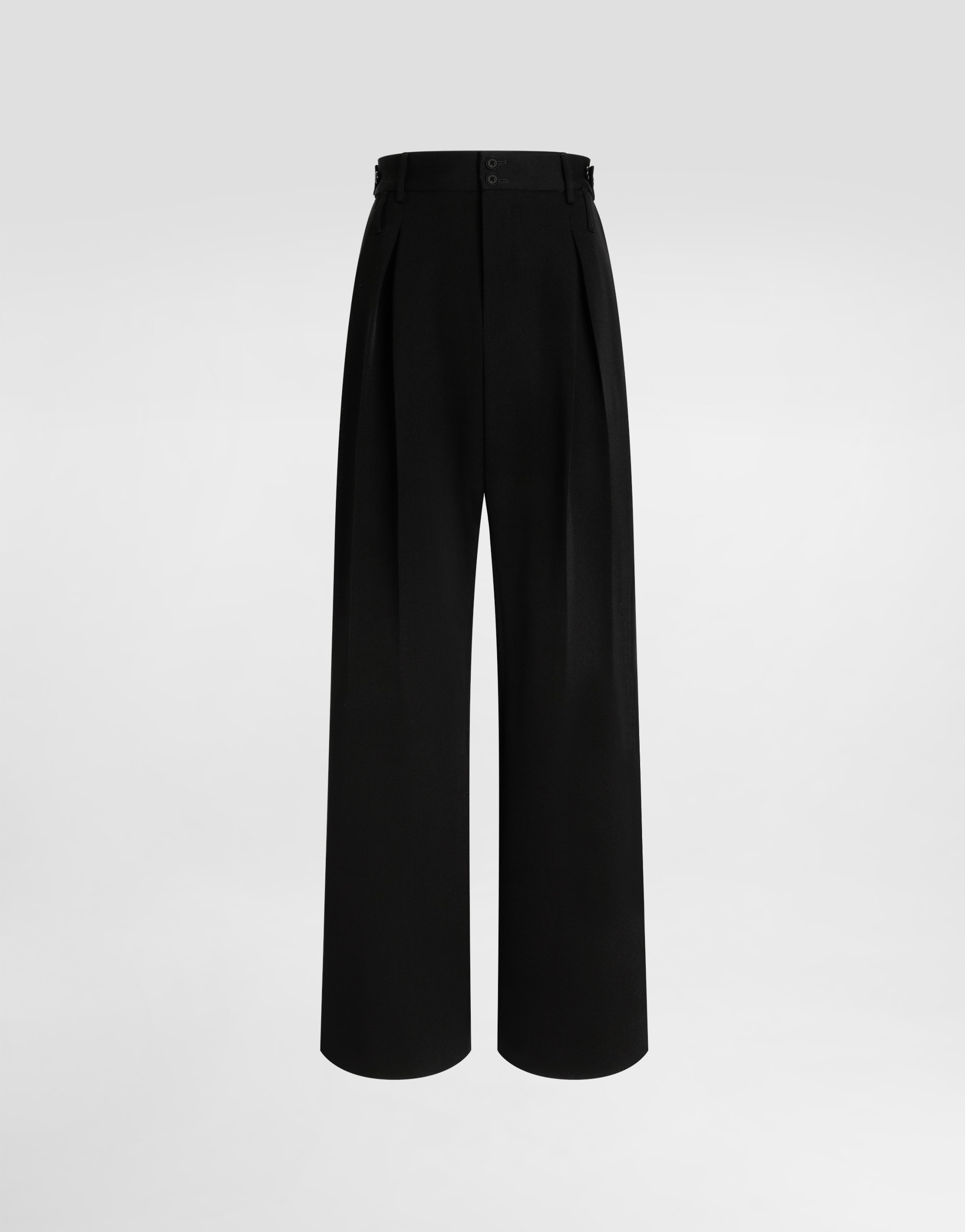 Dolce & Gabbana Wool Gabardine Trousers In Black