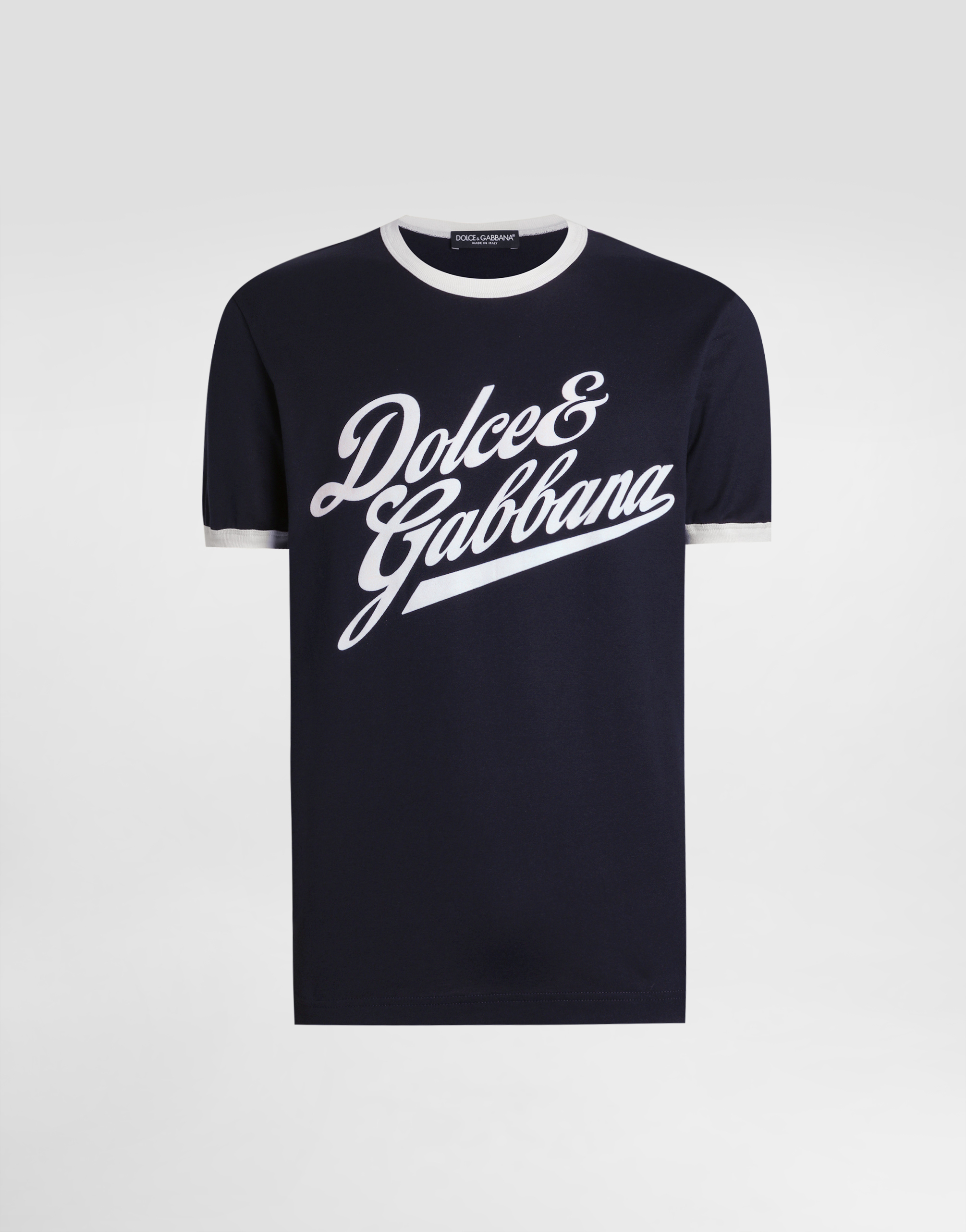 Dolce & Gabbana Round Neck T-shirt In Cotton In Blue
