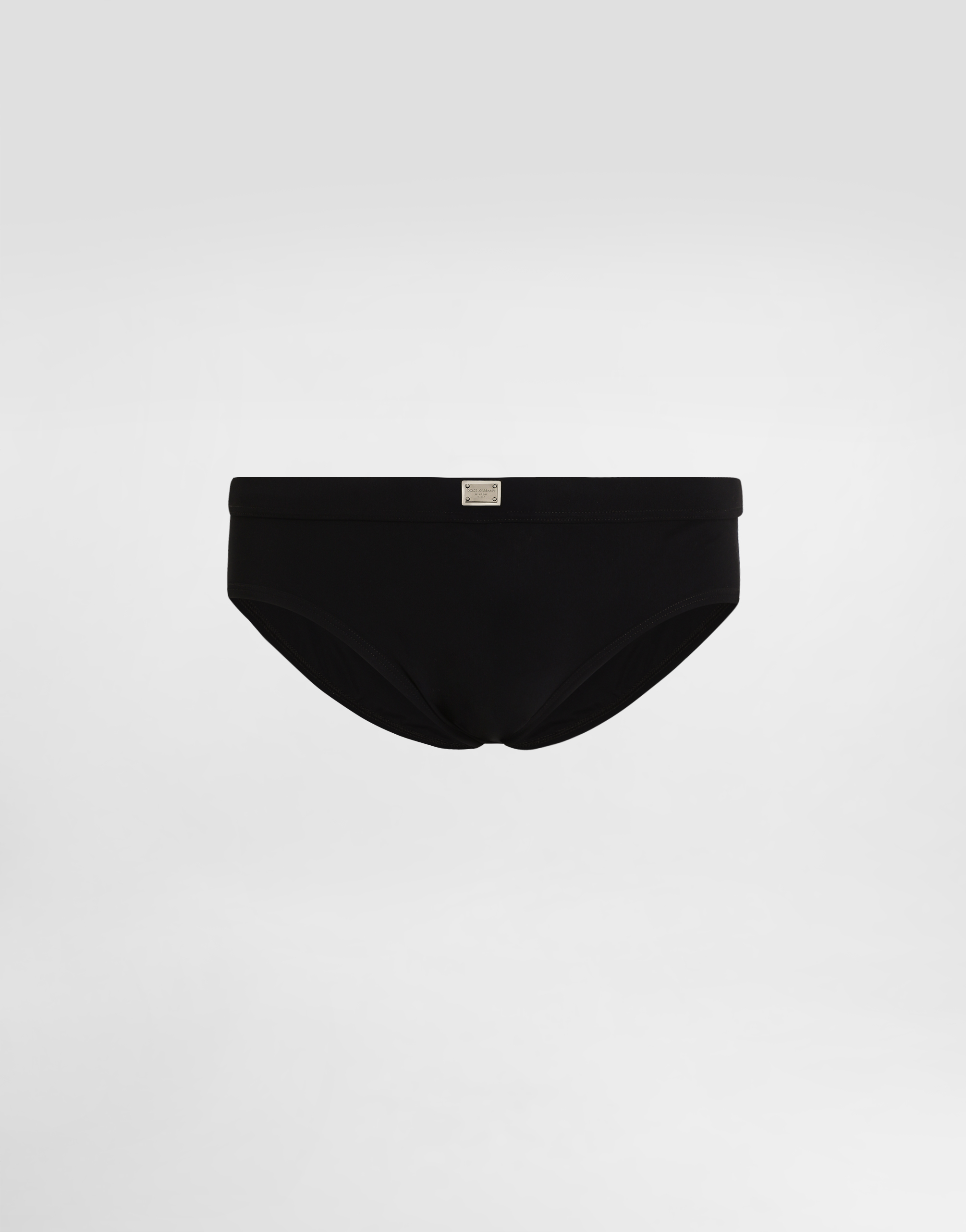 Dolce & Gabbana Swim Briefs With High-cut Leg And Tag In Black