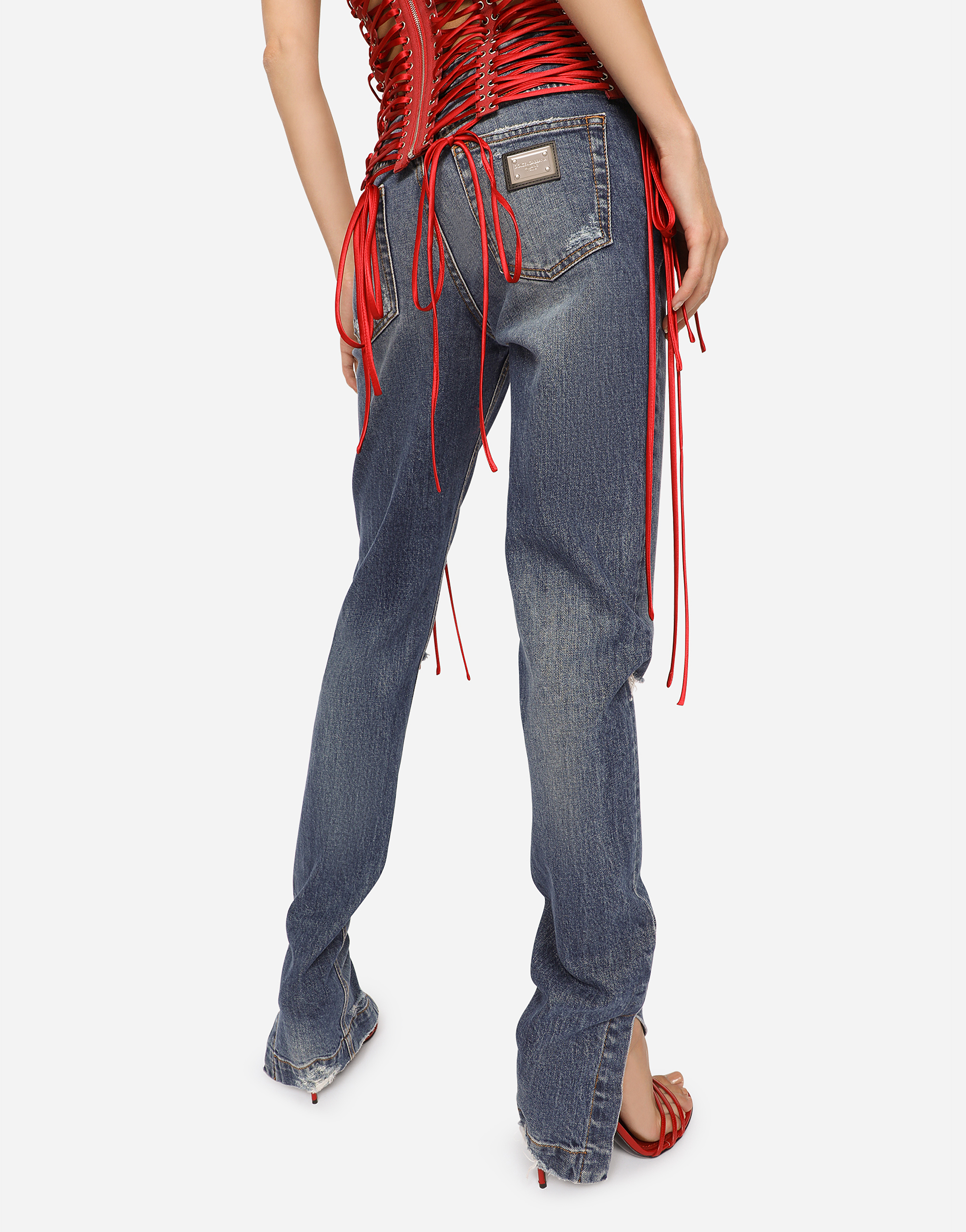 Shop Dolce & Gabbana Girly Jeans With Ripped Details In Multicolor